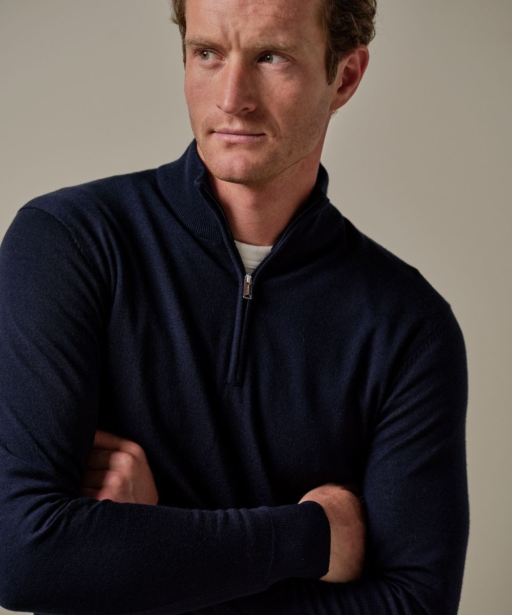 Profuomo Troyer PULLOVER HALF ZIP NAVY