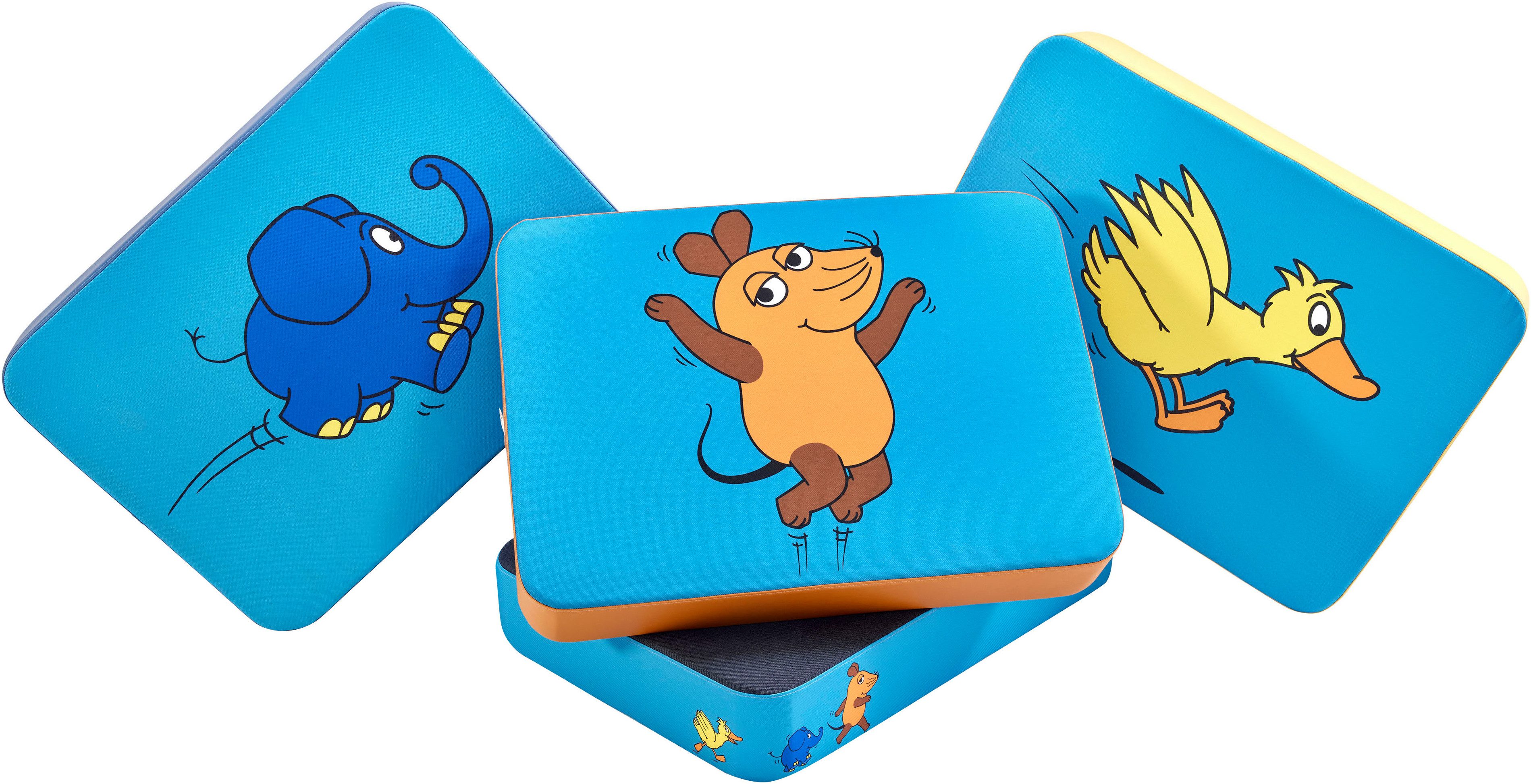 Hipp-Hopp - das Hüpfpolster Weichbodenmatte Hüpfpolster S dunkelblau, Die Maus, Elefant, Hüpfmatte, 97x70x17 cm, Made in Germany – Bild 5 von 5