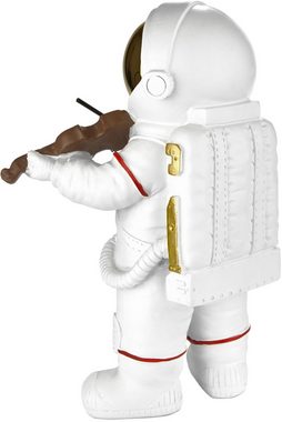 BRUBAKER Dekofigur Astronaut Geiger - 20 cm Weltraum Figur mit Geige und verchromtem Helm (Skulptur Deko Geigenspieler, 1 St., Dekoration - Weiß), Handbemalte moderne Raumfahrt Statue für Musiker