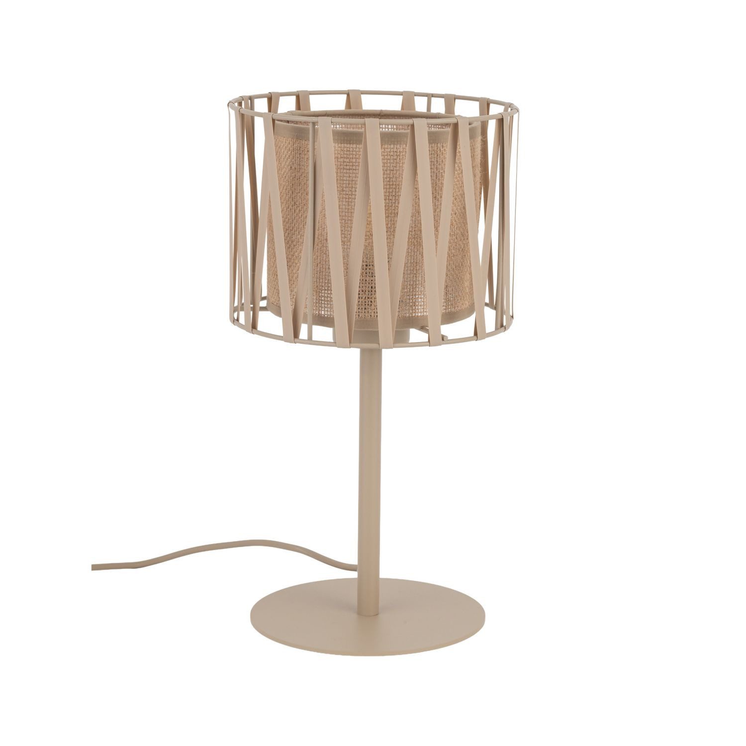 Licht-Erlebnisse Tischleuchte MINA, ohne Leuchtmittel, Metall D: 20 cm rund 37 cm Sandfarben E27 Modern