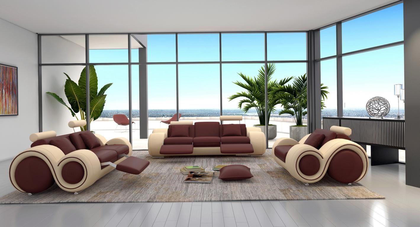 JVmoebel Sofa Moder 3+2+1 Braun+beige Polster, Made in Sofagarnitur Neu luxus Couch Europe