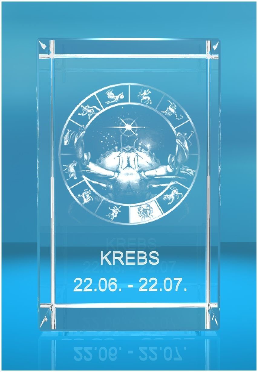 Dekofigur 3D Glasquader Motiv: Sternzeichen Krebs, Hochwertige Geschenkbox, günstig online kaufen