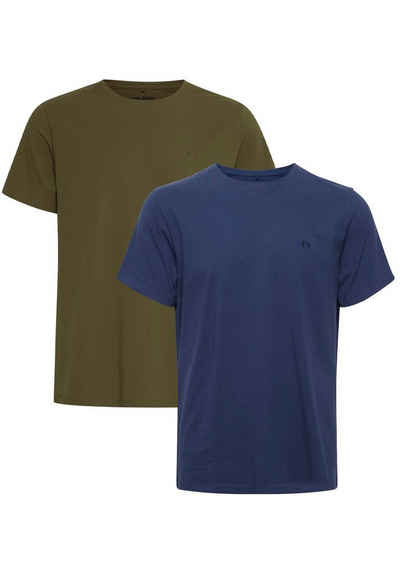 Blend T-Shirt Rundhals T-Shirt 2-er Stück Pack Basic Shirt 4817 in Grün-Blau