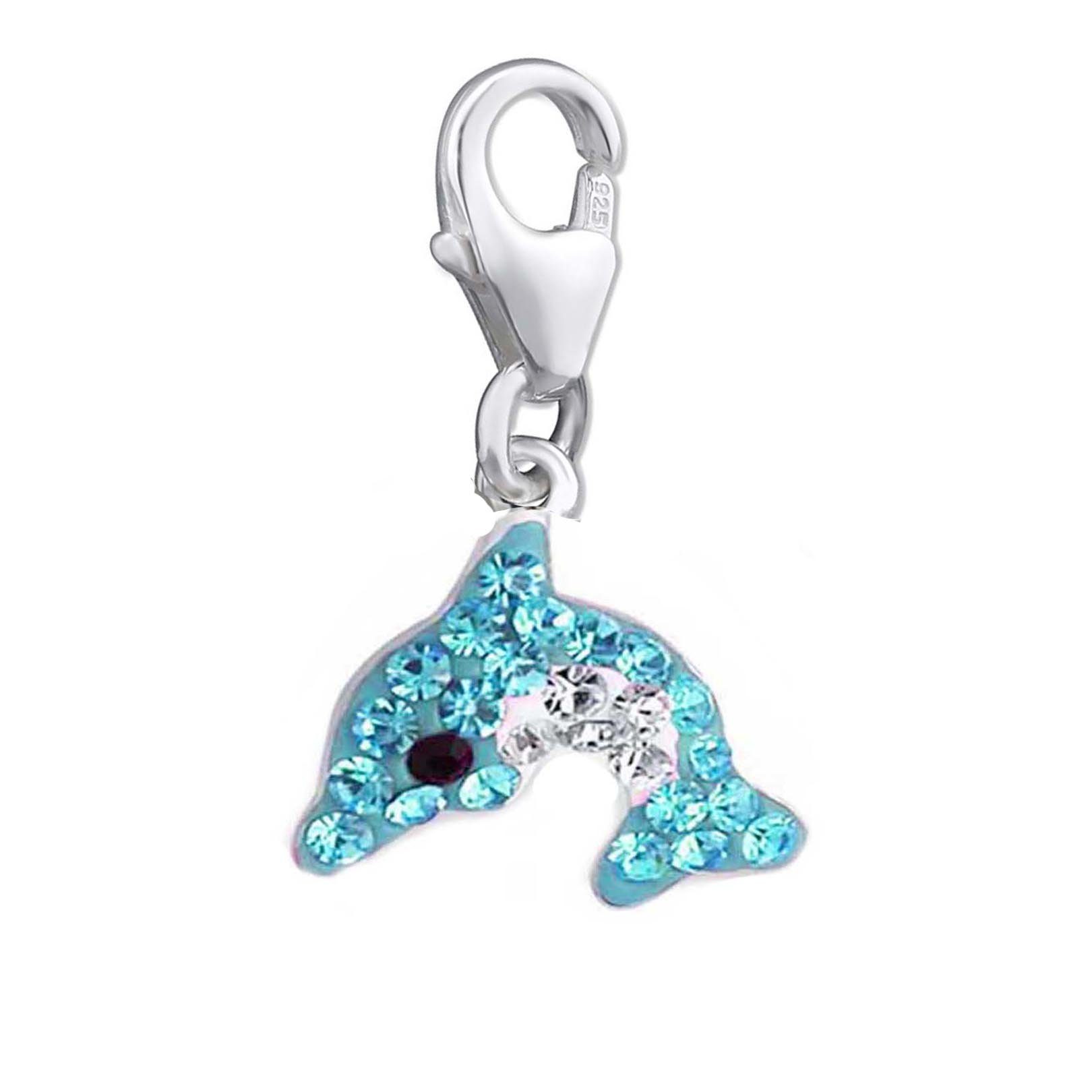 schmuck23 Charm-Einhänger Schlüsselanhänger Armband, 925 oder (1-tlg), Halskette Für Silber Delfin Anhänger Kettenanhänger Charm