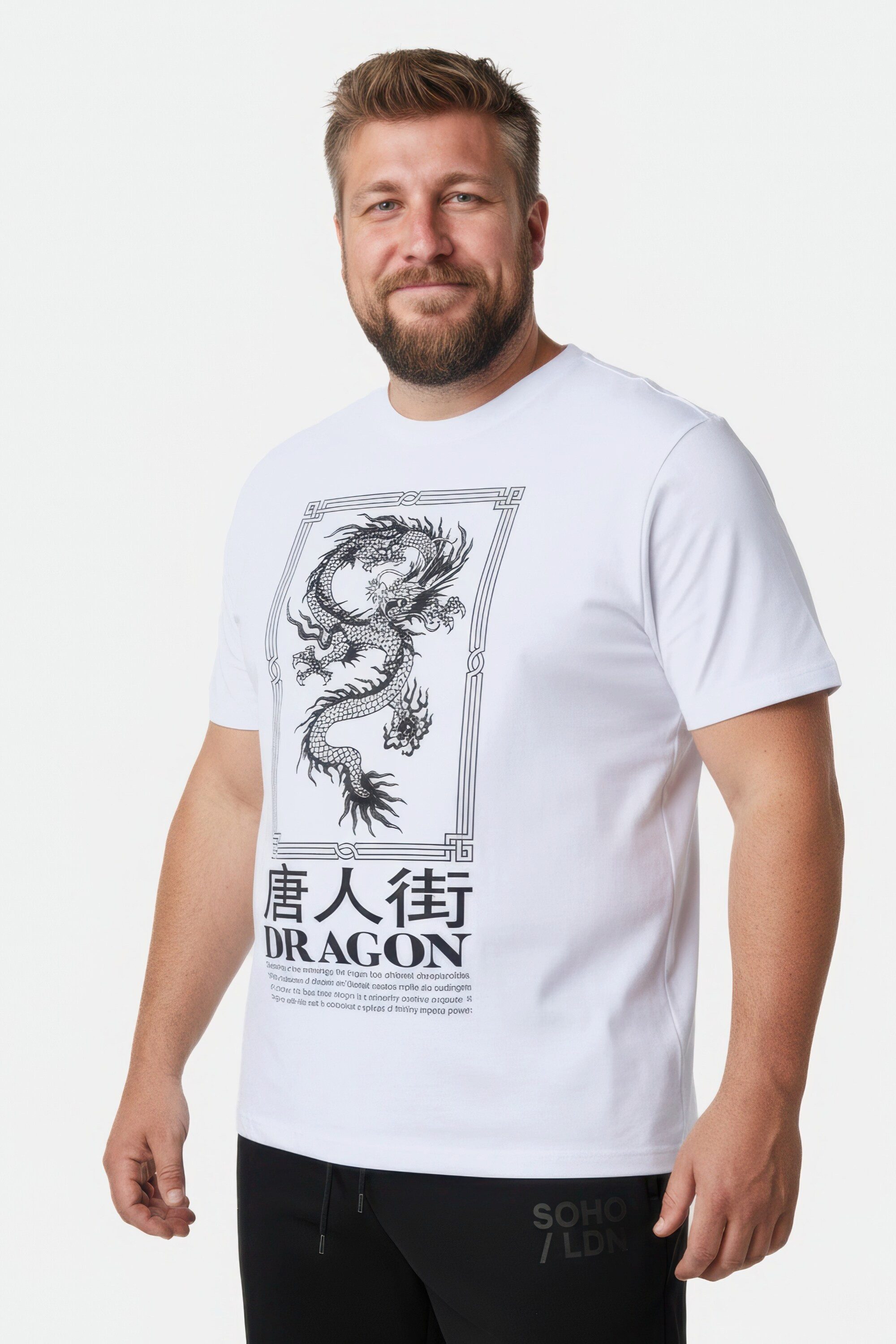 Men Plus T-Shirt T-Shirt Brustprint Halbarm Rundhals