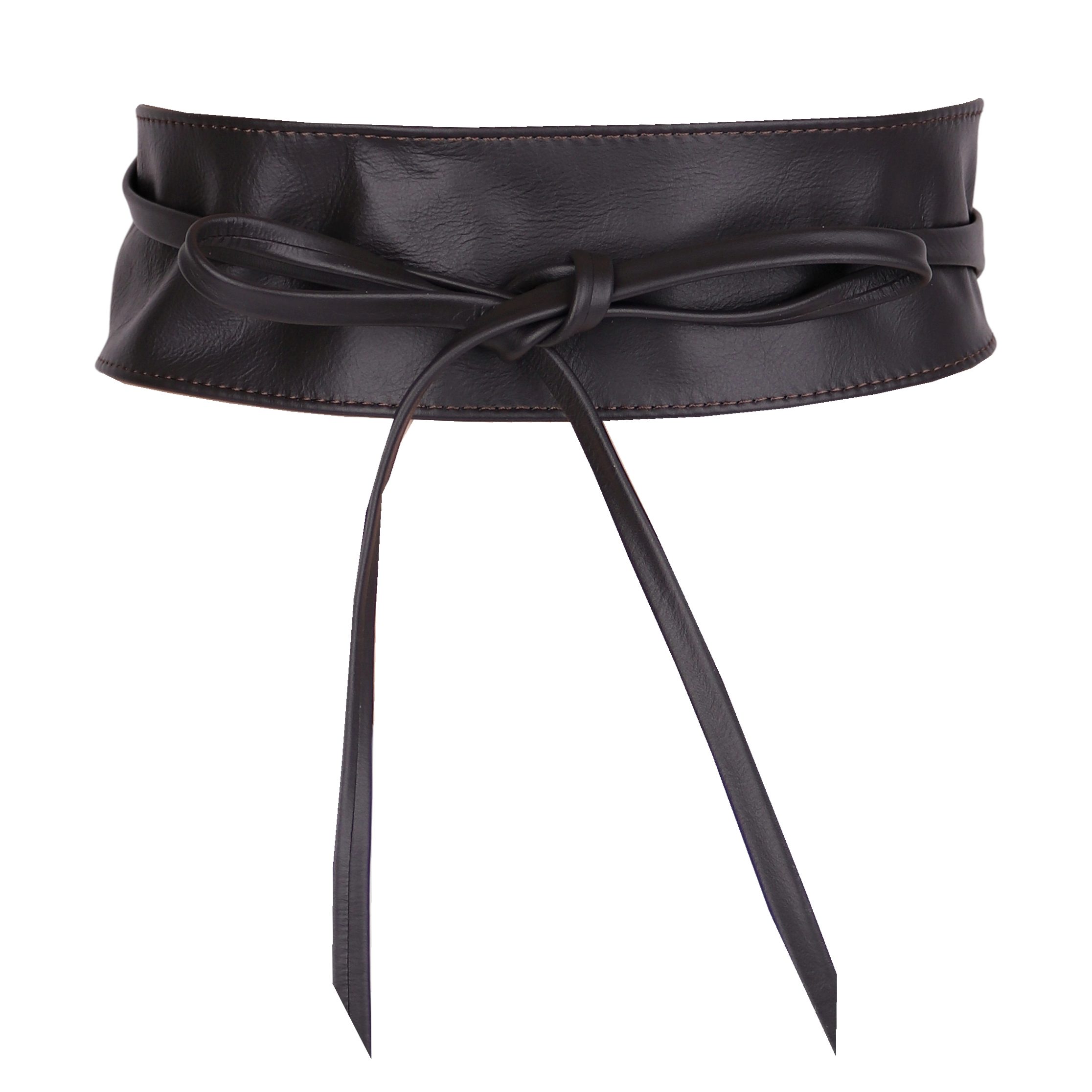 MIRROSI Taillengürtel Wickelgürtel aus Echtleder, Schleife mit breitem Bund (mit breitem Bund zum Wickeln, 7cm Breit, 265cm lang) OBi Gürtel, Bindegürtel, Schnürgürtel, Wickelgürtel