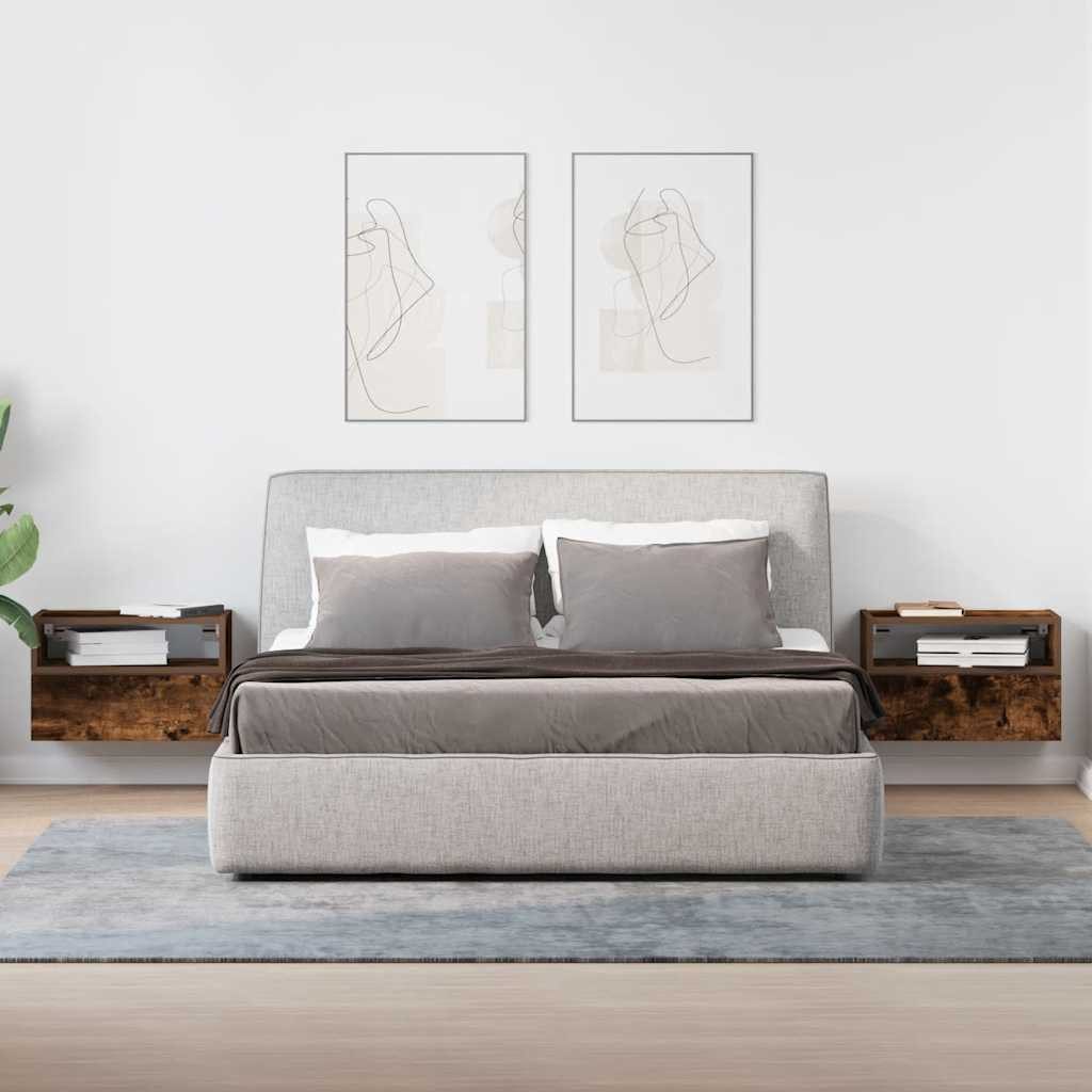 vidaXL Nachttisch Wand-Nachttische 2 Stk. Räuchereiche günstig online kaufen