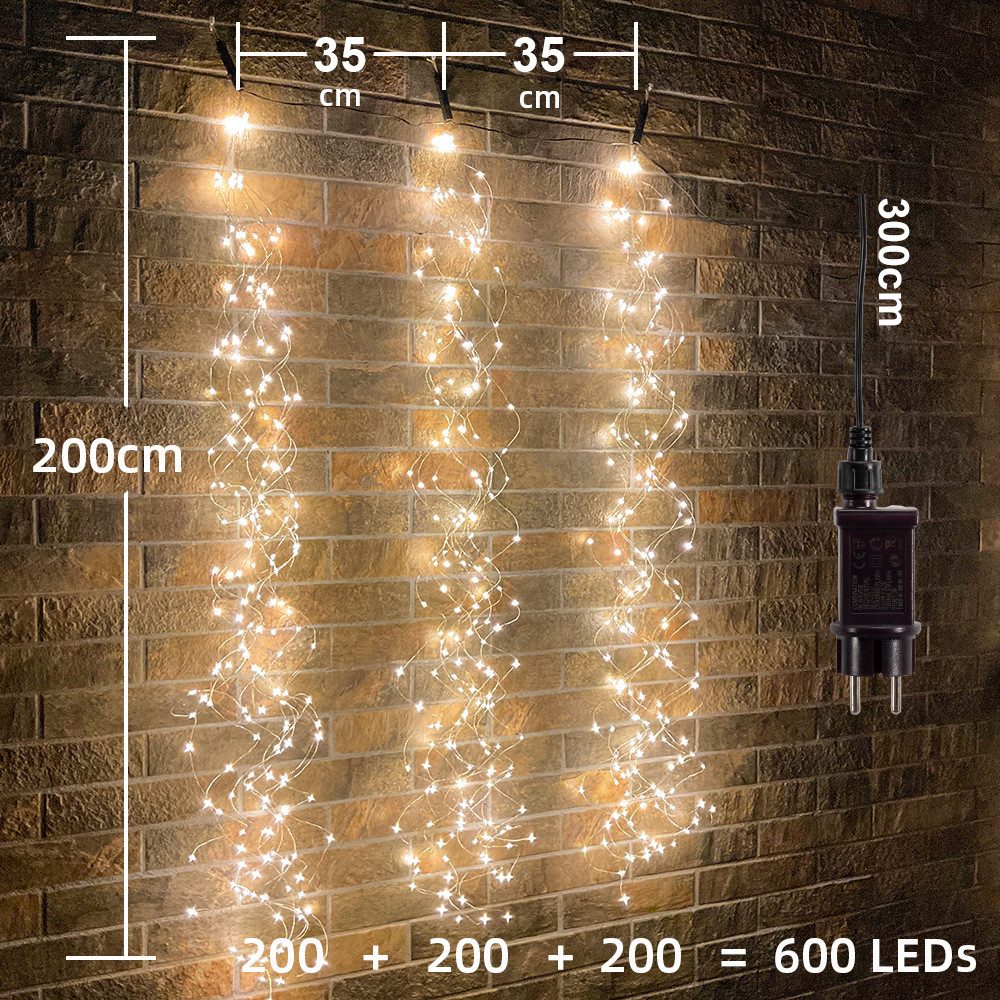 Qualra Lichterkette 600LED 8 Modi Lichterschweif Strom Lichterbündel Warmwe günstig online kaufen