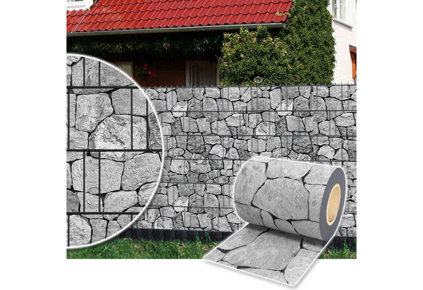 Thumbnail - Plantiflex Sichtschutzstreifen Sichtschutz Rolle 35m blickdicht PVC Zaunfolie, (Sichtschutzfolie Windschutz, für Doppels...