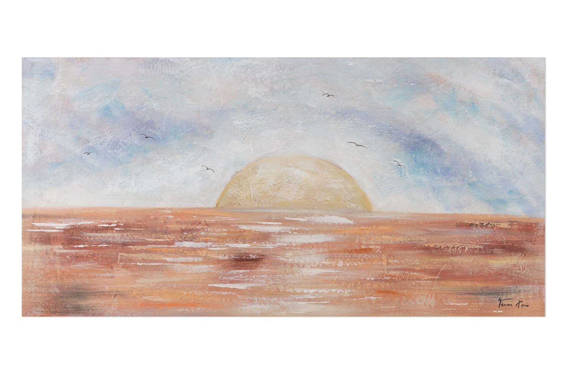 Gemälde Wandbild Sunrise cm, of New HANDGEMALT 120x60 Wohnzimmer Leinwandbild Life KUNSTLOFT 100%