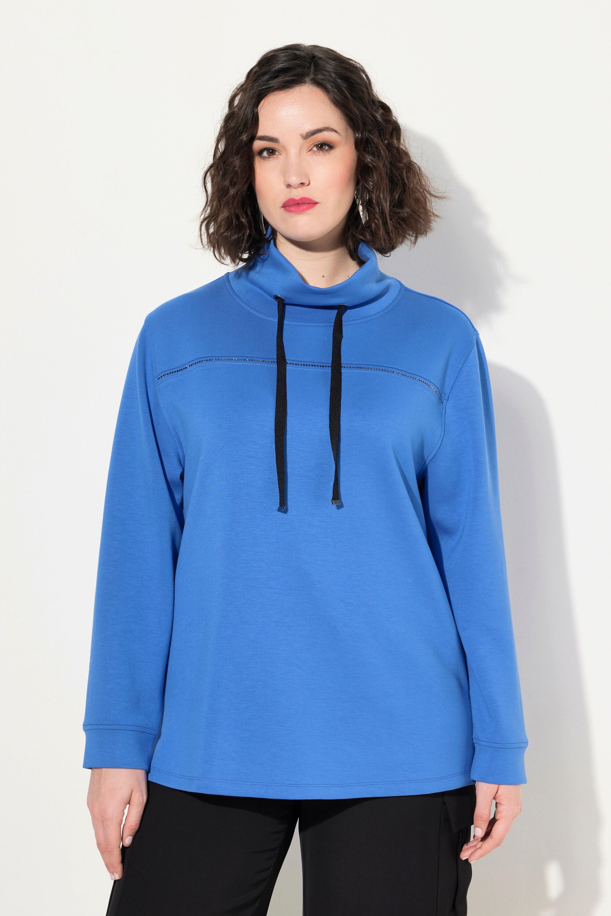 Sweatshirt Sweatshirt Ziersteine Classic Stehkragen 3/4-Arm