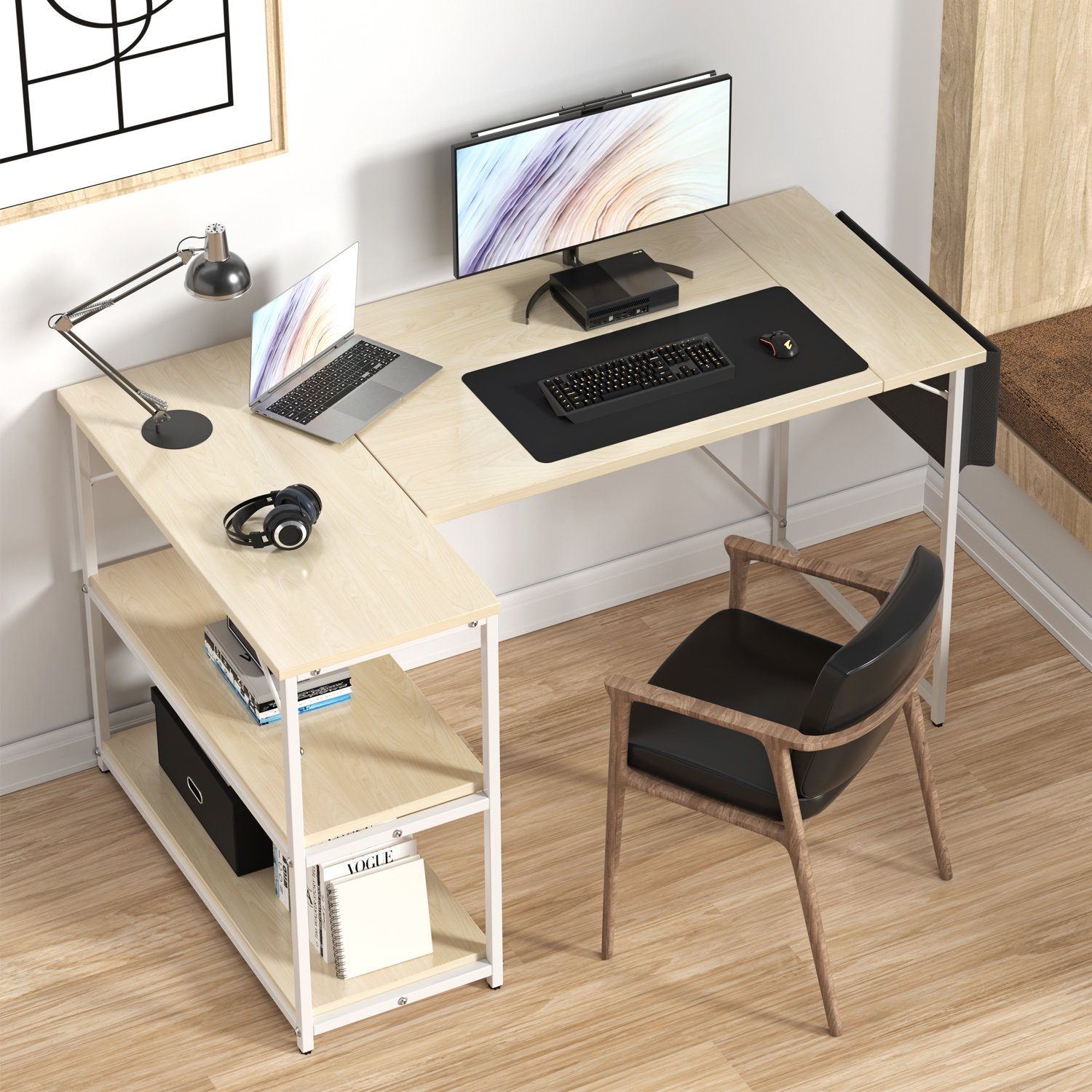 HOMALL Computertisch Eckschreibtisch Reversibel L Förmiger Schreibtisch mit günstig online kaufen