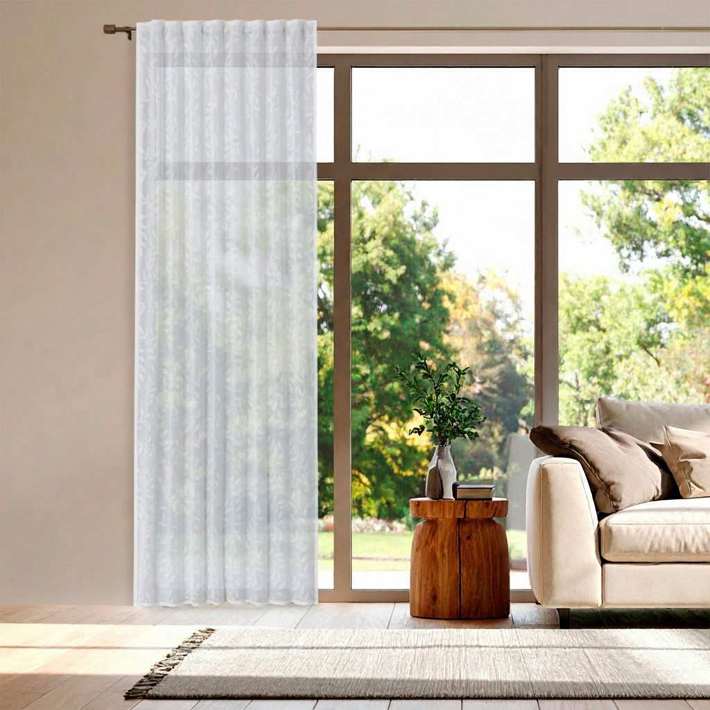 ELBERSDRUCKE Vorhang Gardine mit verdeckten Schlaufen Willow weiß halbtransparent 255x140 (1 St), halbtransparent