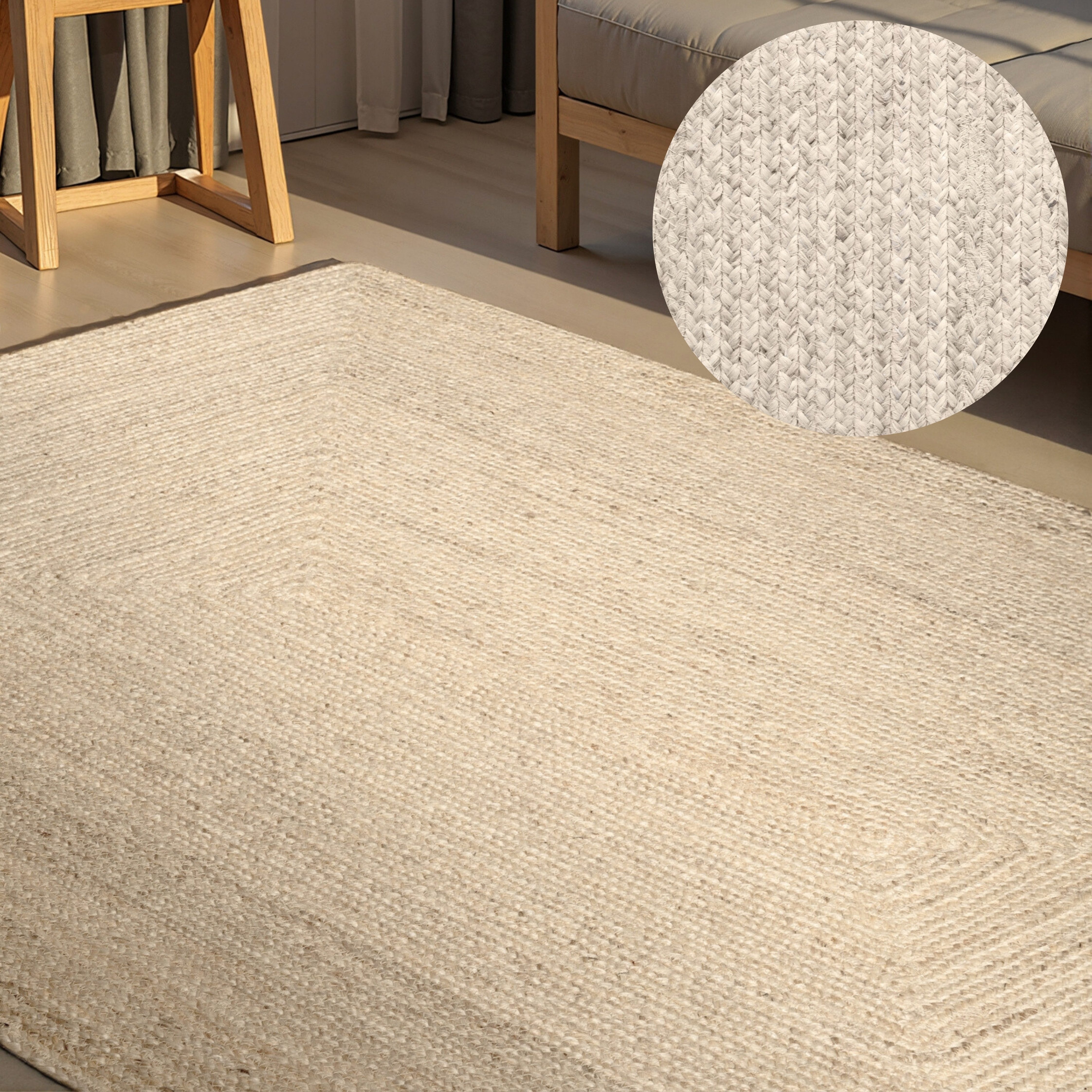 HANSE Home Teppich Juteteppich Teppich Juno, rechteckig, Höhe: 9 mm, Jute, Shape, Handgemacht, Wohnzimmerteppich, Naturteppich, Wohnzimmer