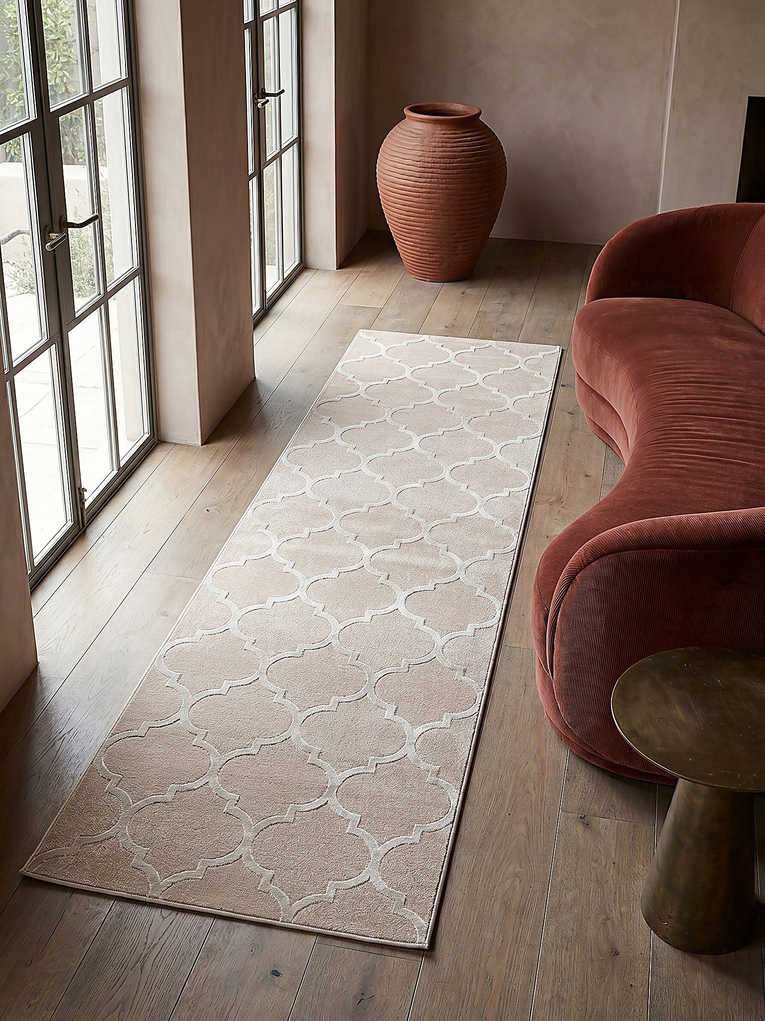 KADIMA DESIGN Teppich ERESMA Teppichläufer Beige 80x150 Orientalisch Polyester Wohnraum, Läufer, Höhe: 14 mm, Saugroboter-geeignet, Strapazierfähig, Farbecht, Pflegeleicht