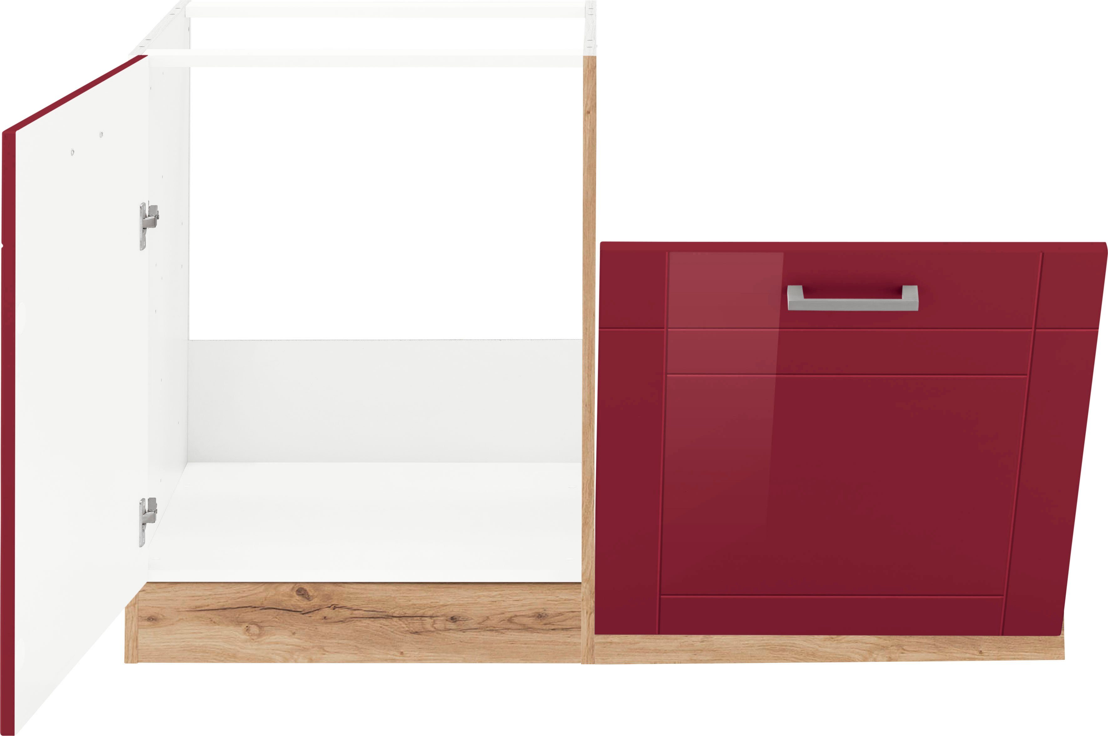 HELD MÖBEL Spülenschrank Tinnum breit, 120 cm MDF-Fronten, wotaneiche Metallgriffe, inklusive rot | Einbauspüle