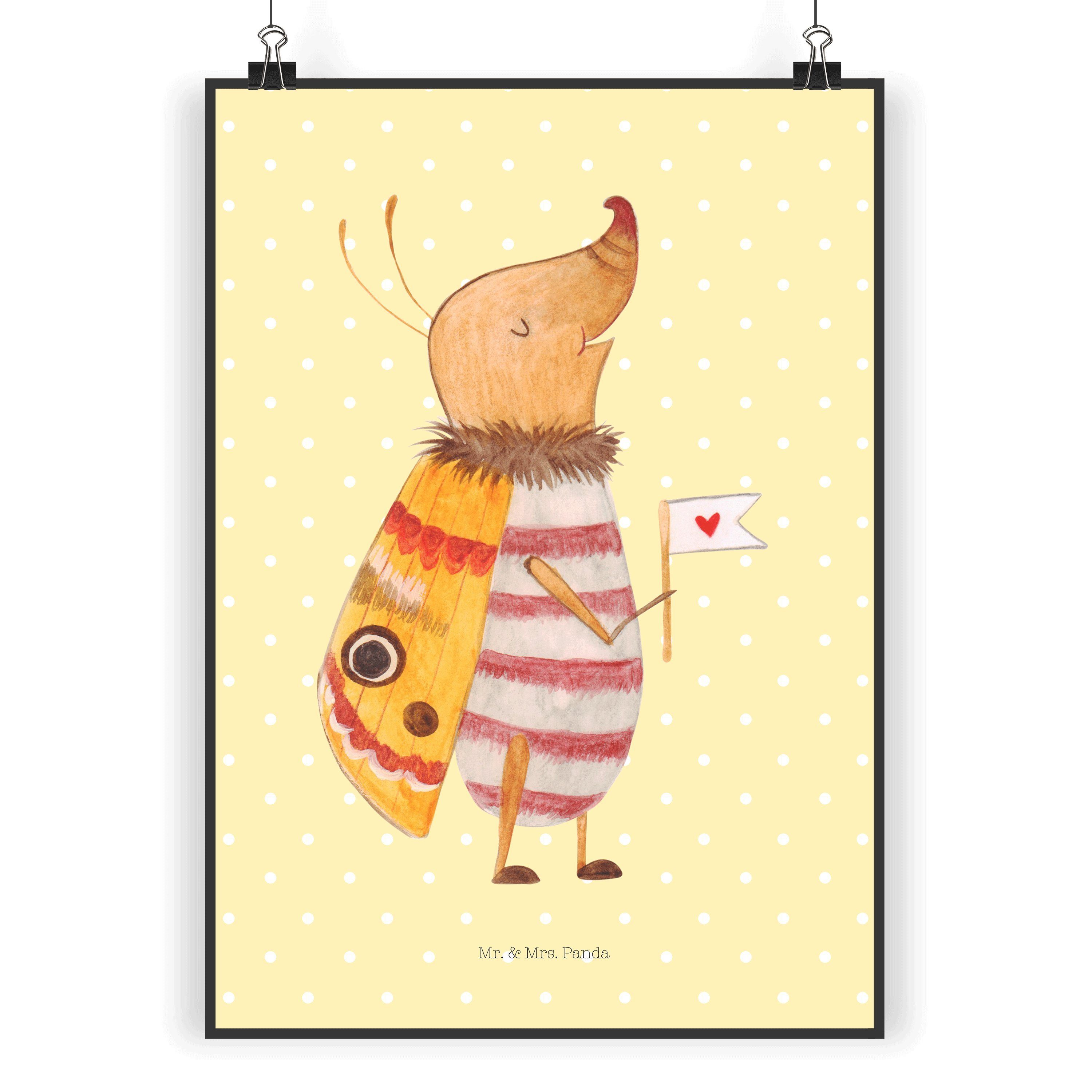 Mr. & Mrs. Panda Poster »Nachtfalter mit Fähnchen Gelb Pastell süße