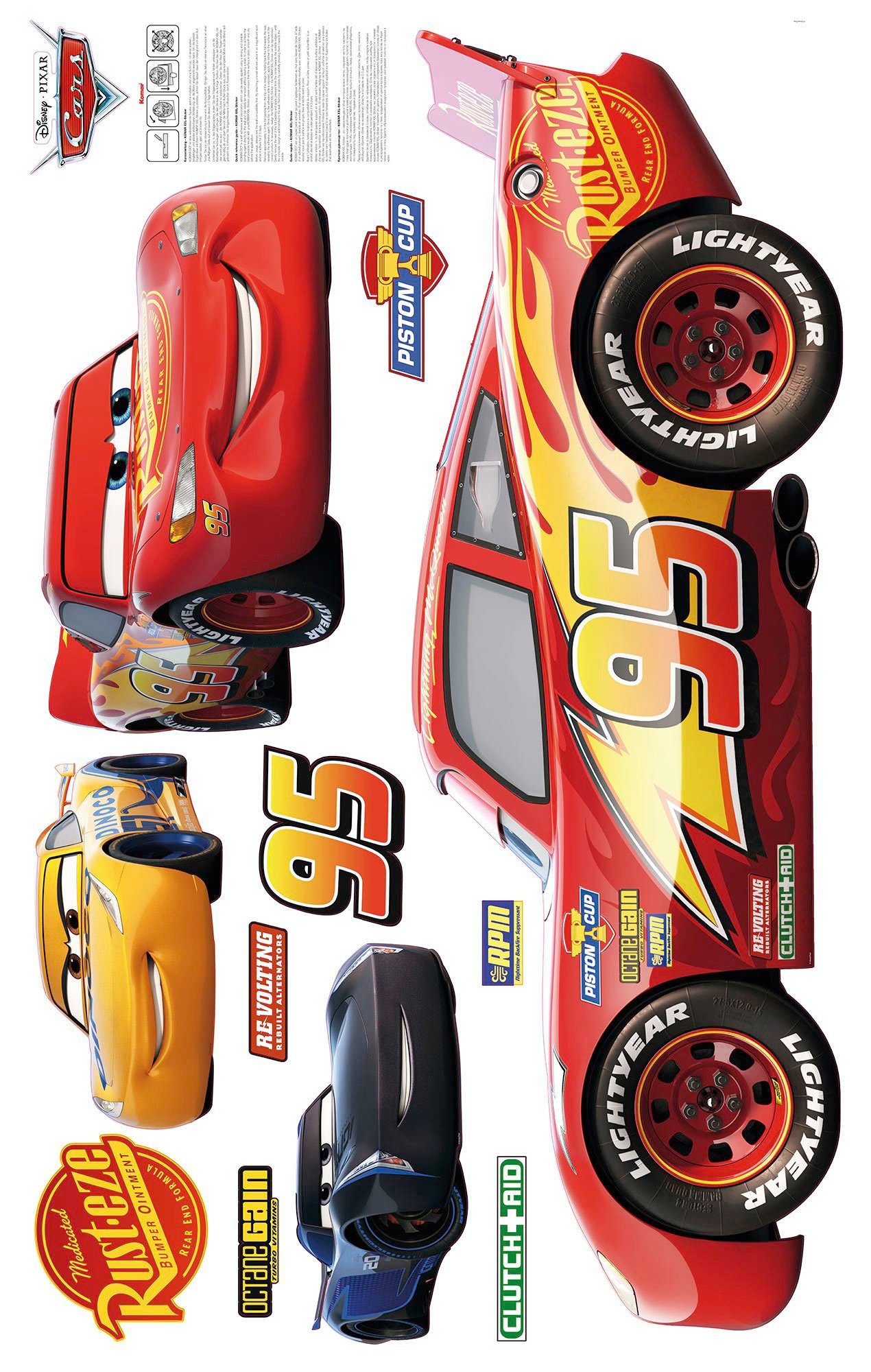 Komar Vliestapete Selbstklebende Vlies - Cars XXL - Размер 127 x 200 cm, glatt, bedruckt, (1 St), Kinderzimmer