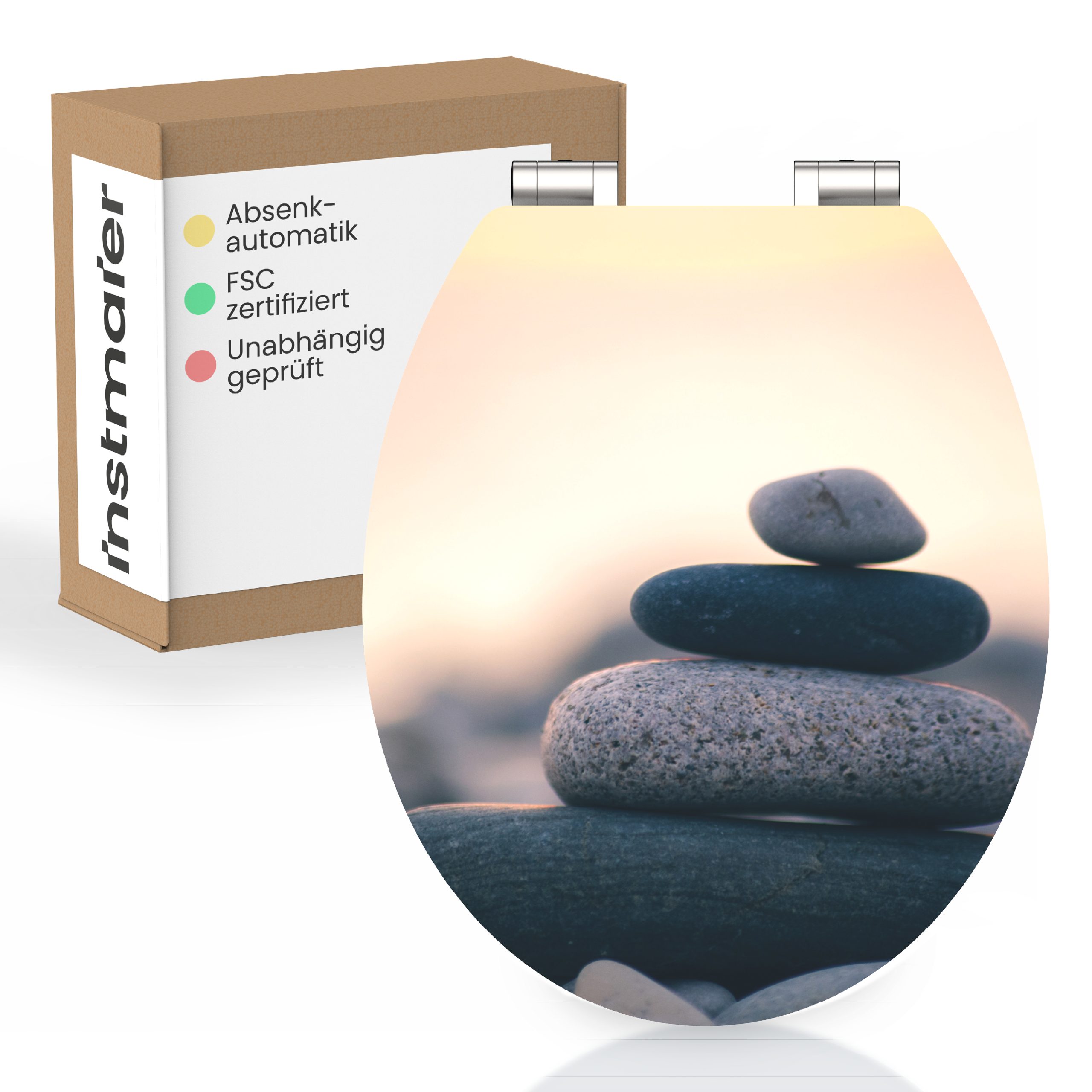 instmaier WC-Sitz Gaia Holz Toilettendeckel, Gestapelte Steine, mit doppelt günstig online kaufen