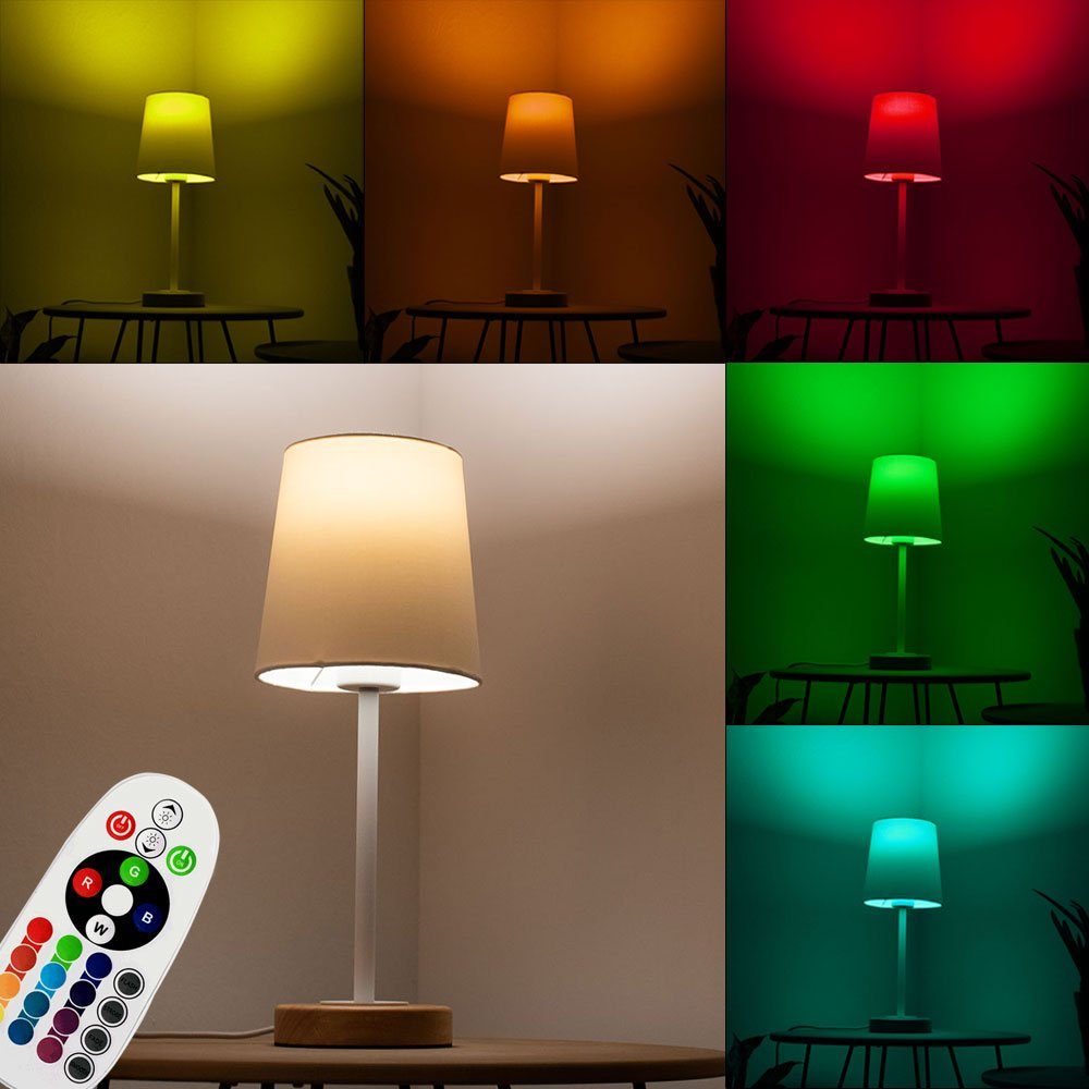 etc-shop LED inklusive, Ess Leuchte Warmweiß, Tisch Farbwechsel, Leuchtmittel Nacht-Licht Beistell Zimmer Holz Tischleuchte