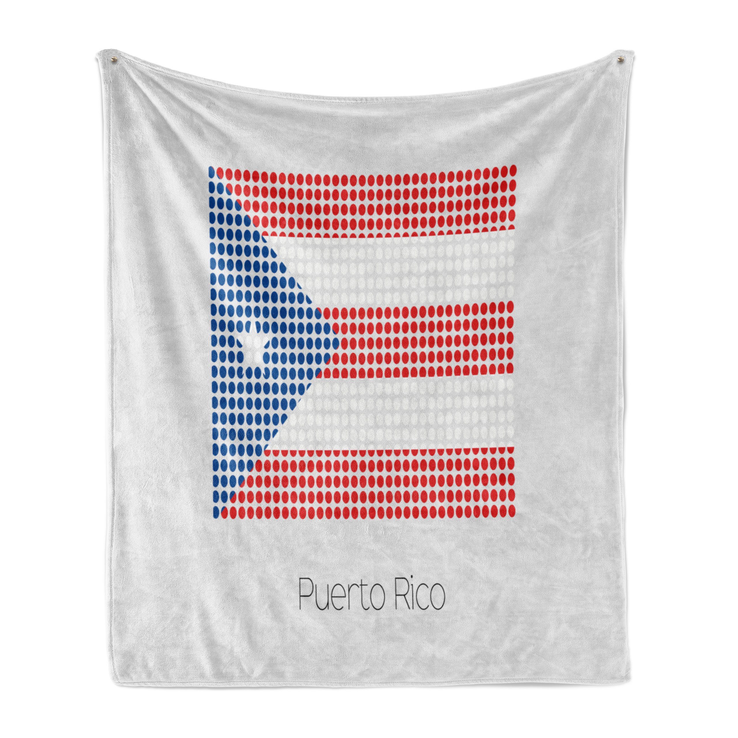 Außenbereich, Nationalflagge Punkten den Innen- mit Abakuhaus, und Plüsch Puerto Rico Wohndecke Gemütlicher für