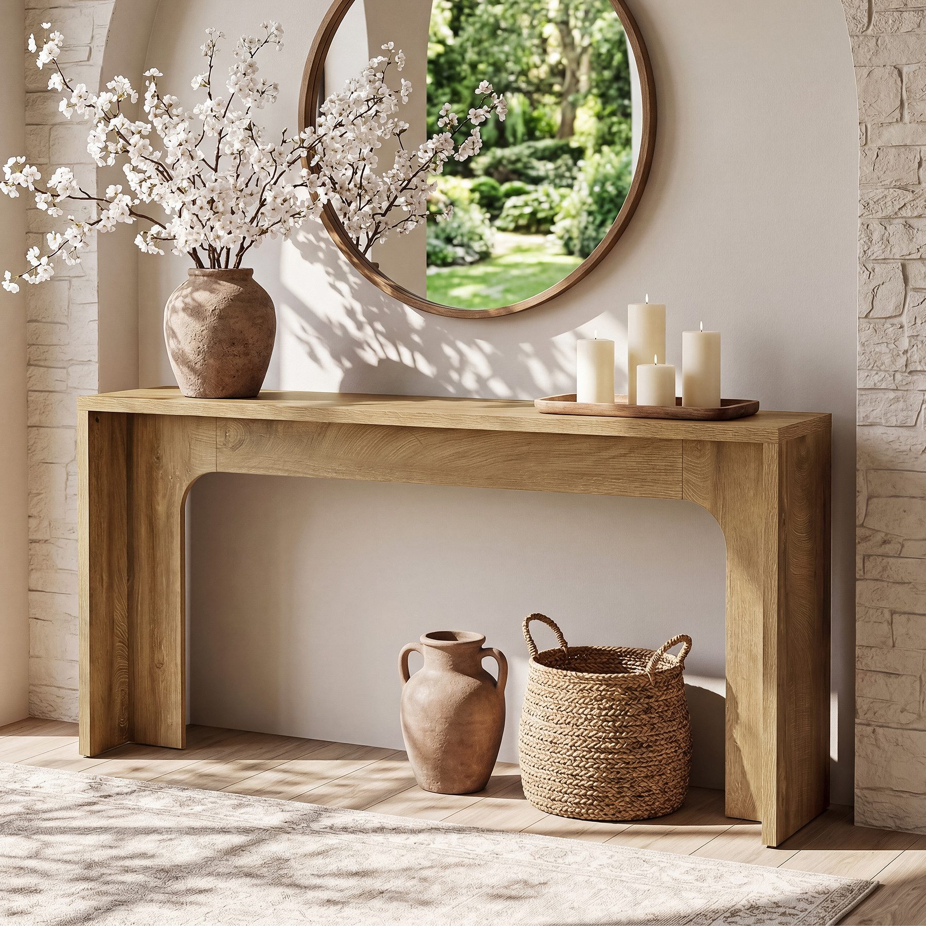 Tribesigns Konsolentisch 160 cm Moderner minimalistischer Holz-Flurtisch, Langer Konsolentisch