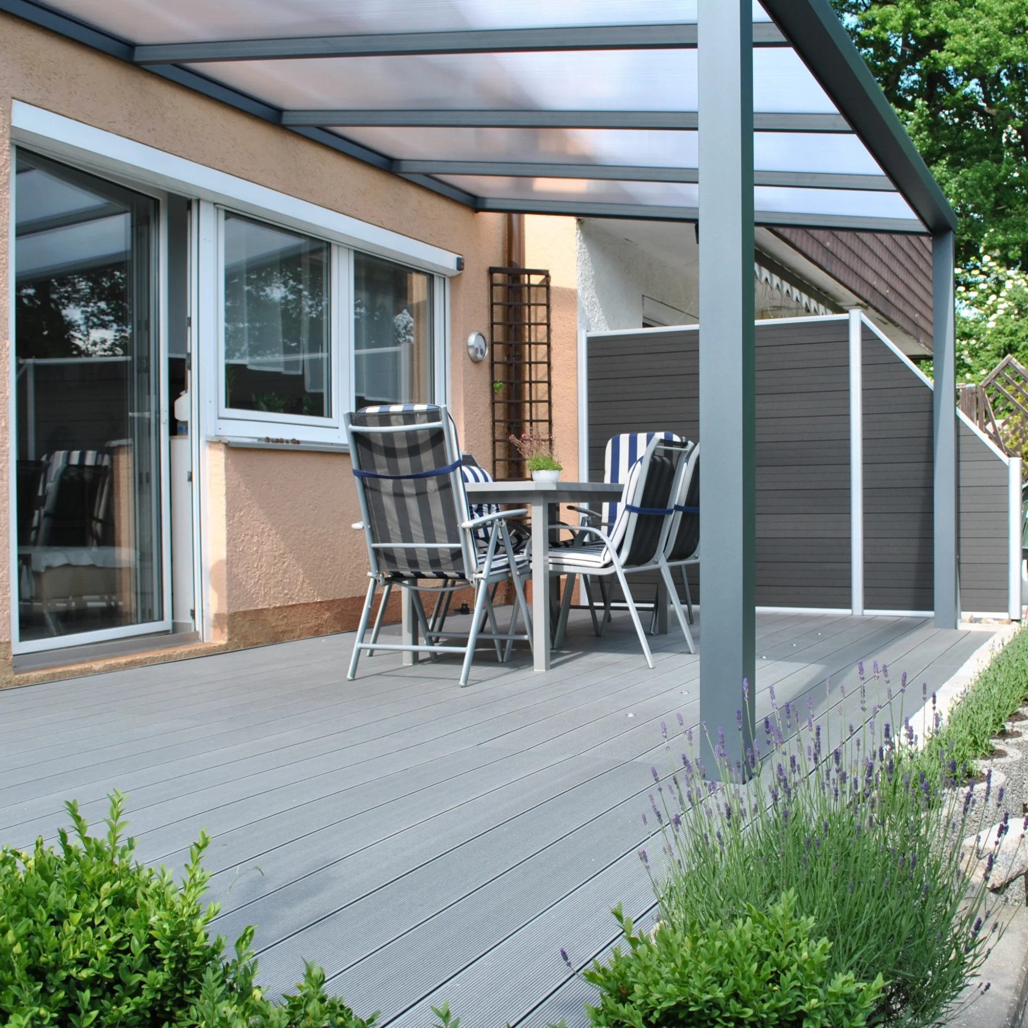 WPC Profi Terrassendielen WPC Terrassendielen Massiv MUSTER 15 cm steingrau, (Massivdiele, Musterstück 15 cm)