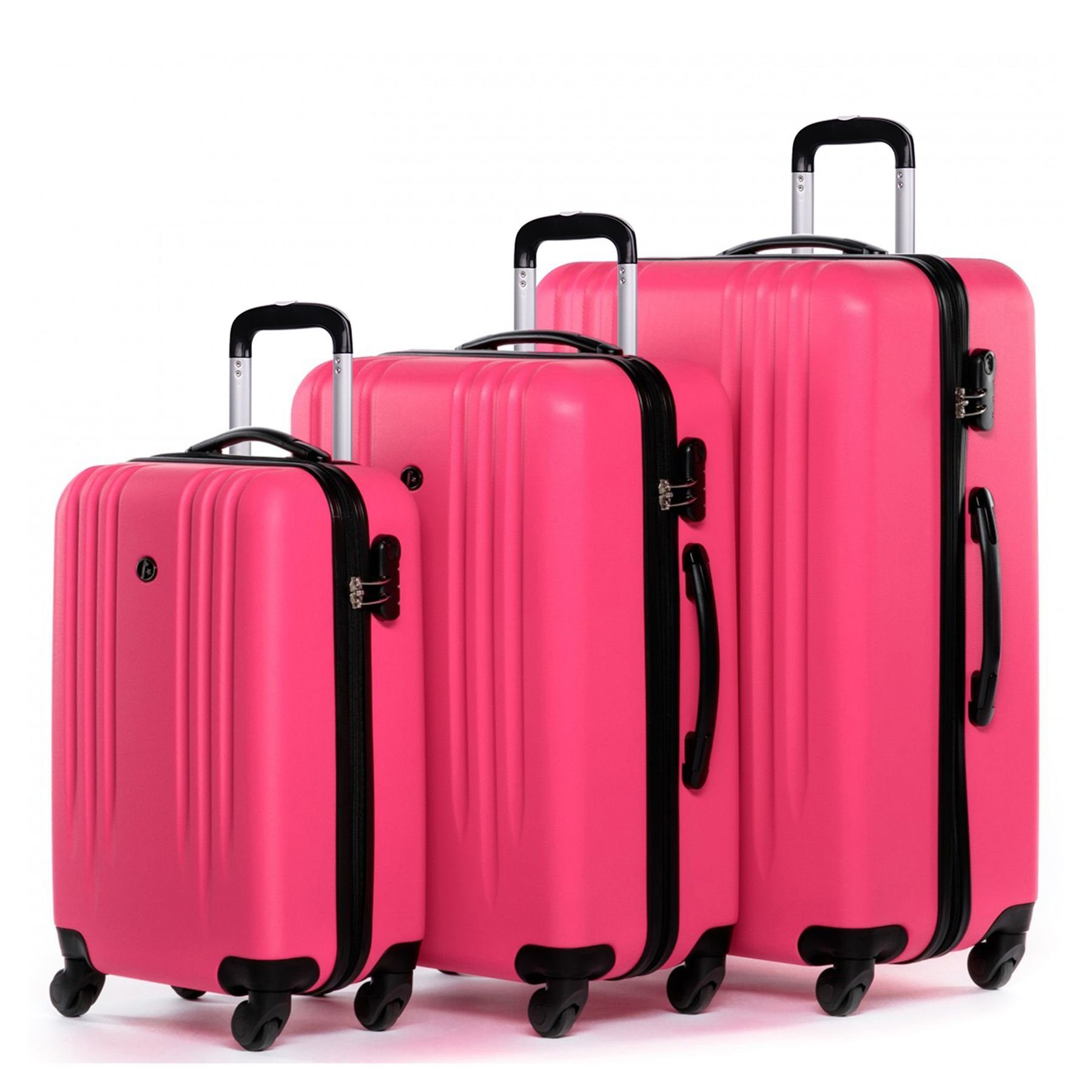 3er-Set, Trolley Hartschale 4 Rollen, pink Kofferset Reisekoffer 3-teilig Marseille, Kofferset mit Koffer-Set mit FERGÉ