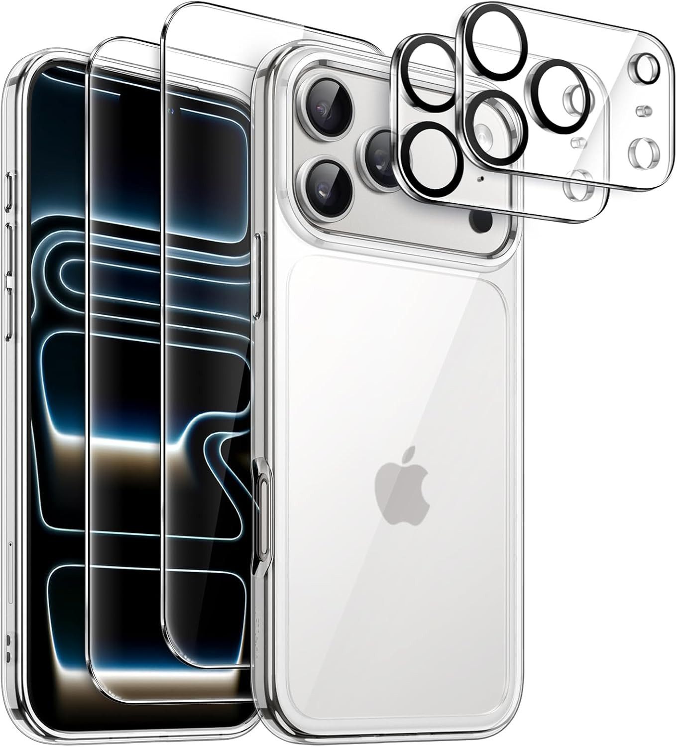 MORRENT Handyhülle SCHUTZ Hülle-set für iPhone 17 pro max mit Schutzglas & Kameraschutz model-abhängig, 5 in 1 komlett schutz set,für ihpone 17,17 pro und 17 pro max