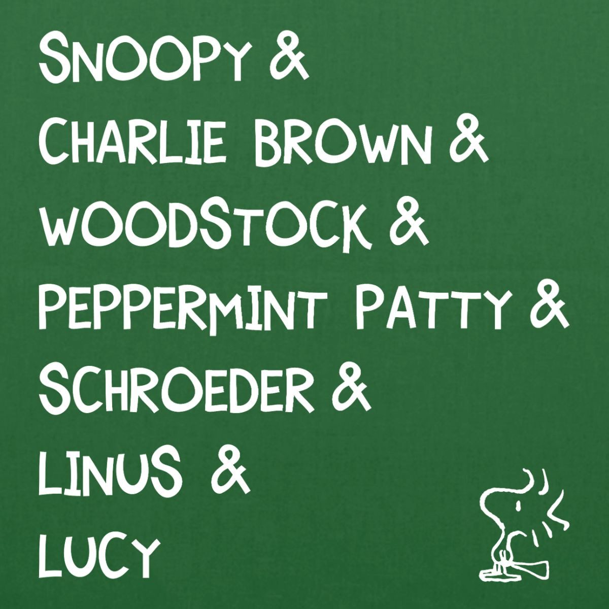 Spreadshirt Henkeltasche Peanuts Snoopy & Charlie Brown & Woodstock Charaktere Stoffbeutel (1-tlg)