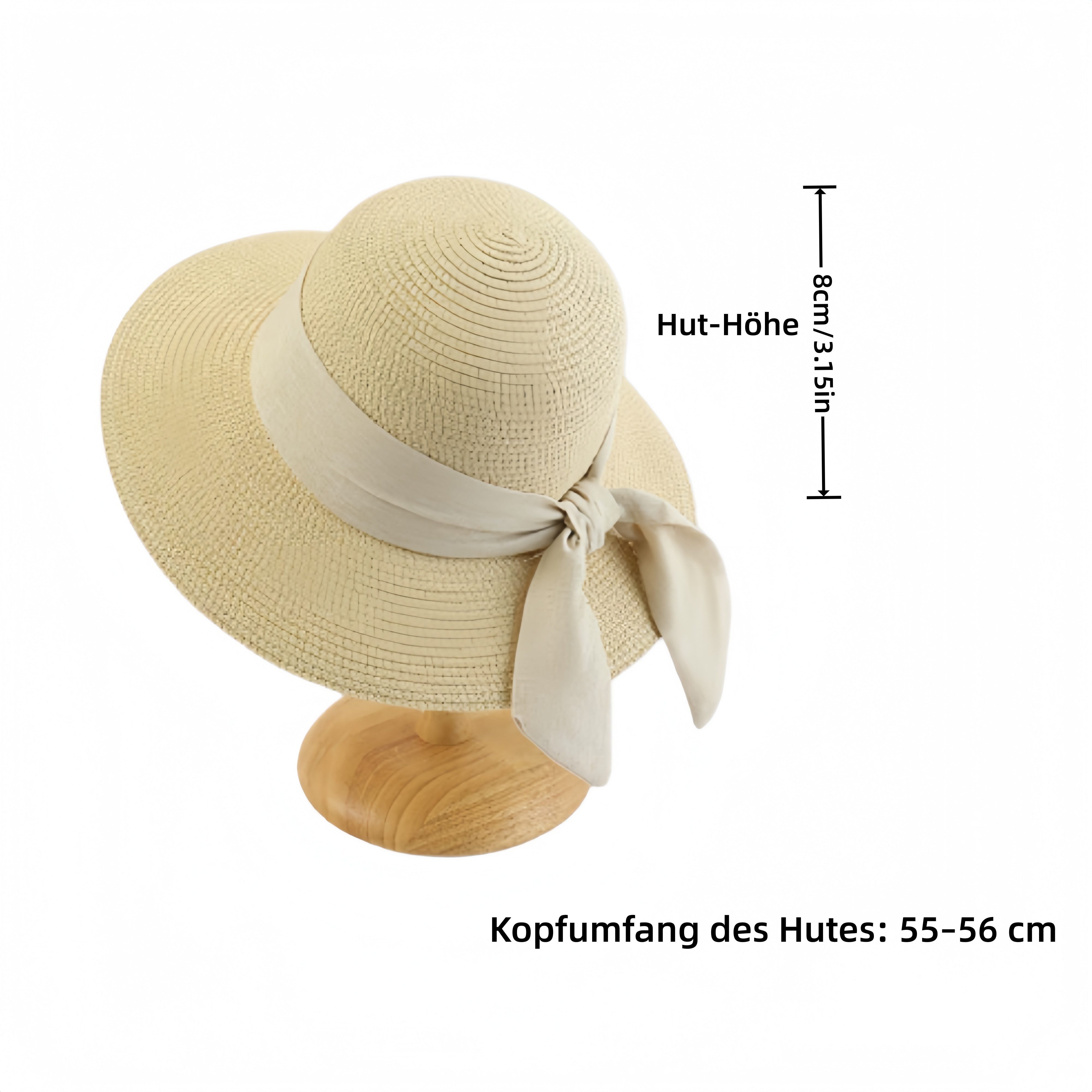 FOUORTUNATE-BEE Fischerhut Damen Sonnenhut mit Schleife – faltbarer Strandhut mit breiter Krempe Sommerlicher Strohhut für Damen – faltbar und ideal für den Strand