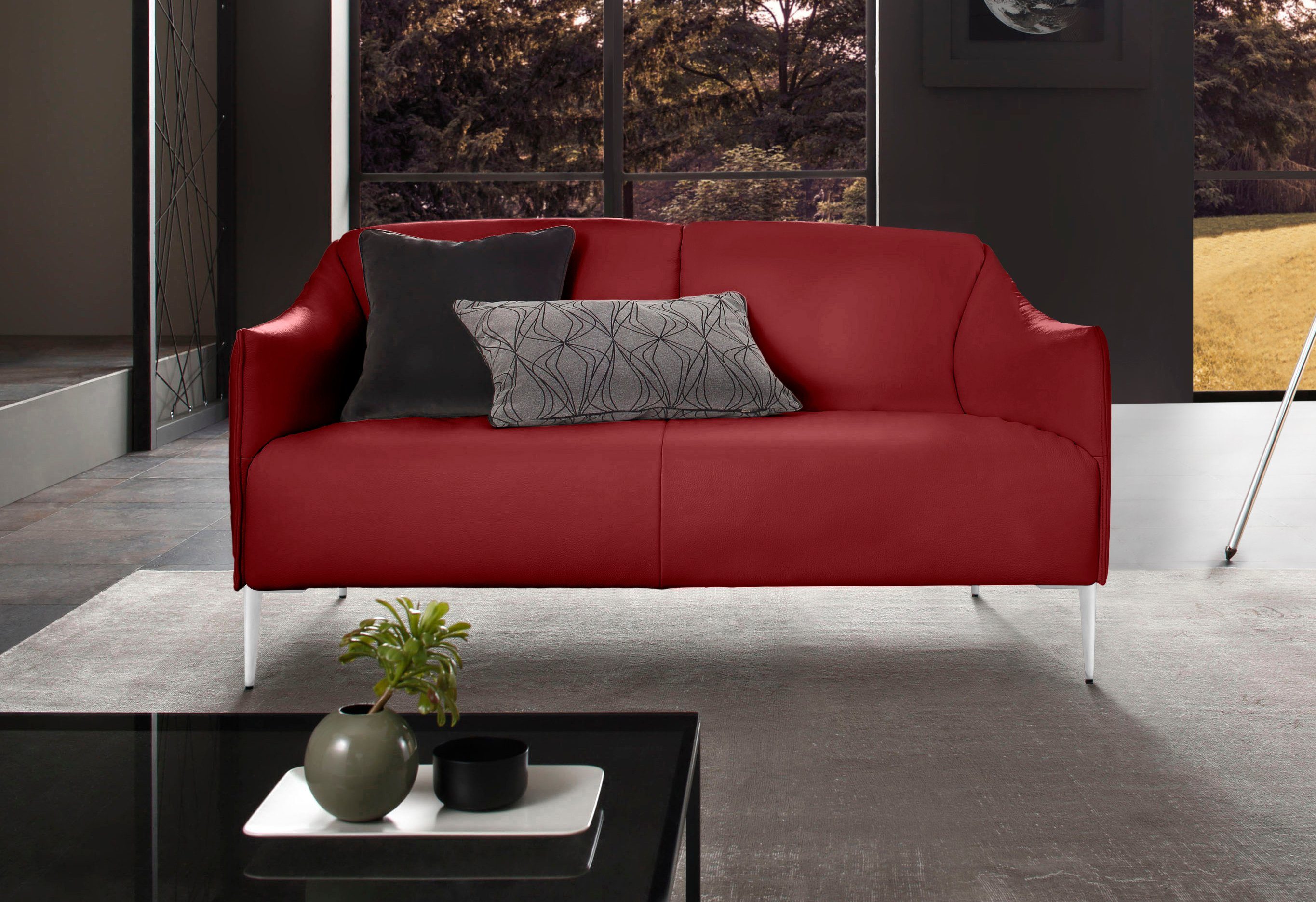 W.SCHILLIG 2-Sitzer sally, mit Metallfüßen in Chrom glänzend, Breite 154 cm ruby red Z59