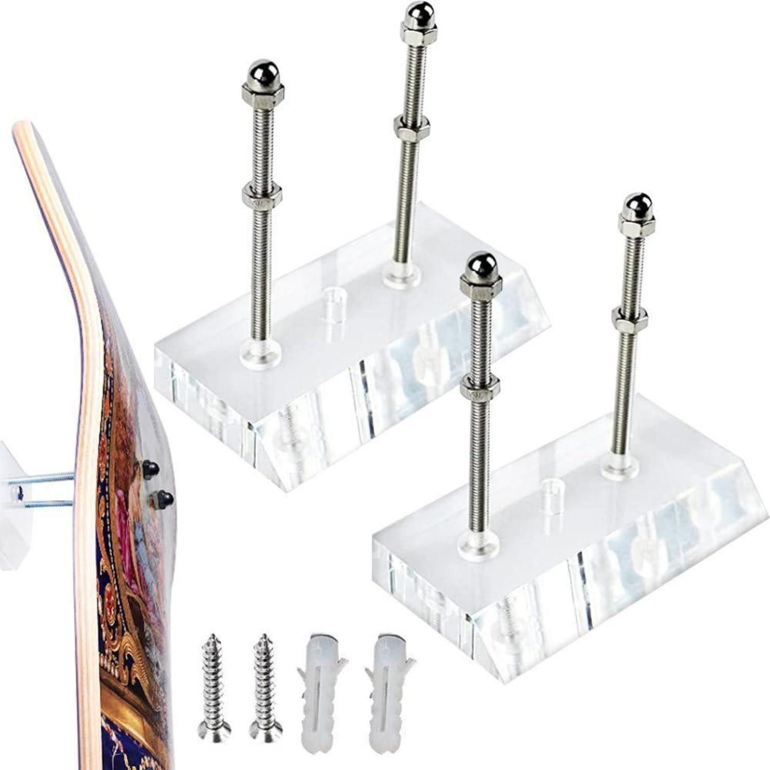 LuxusKollektion Skateboard Skateboard Wandhalterung Acryl Weiss (2-St)