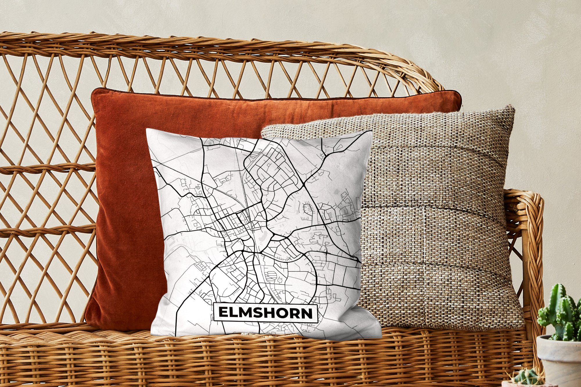 Zierkissen Sofakissen Deko, mit Karte MuchoWow Elmshorn, - Schlafzimmer, Füllung Wohzimmer, für Dekokissen - Stadtplan