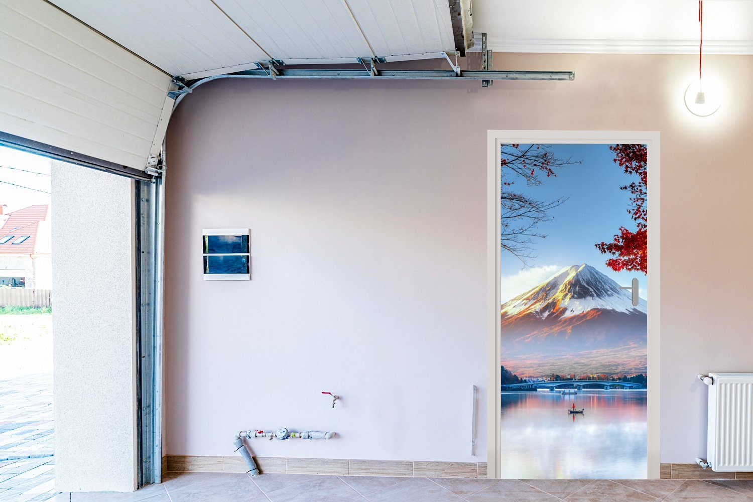 Berg Fototapete bedruckt, 75x205 Herbst, St), Fuji Asien japanische in Tür, im Der Matt, (1 Türtapete für cm MuchoWow Türaufkleber,