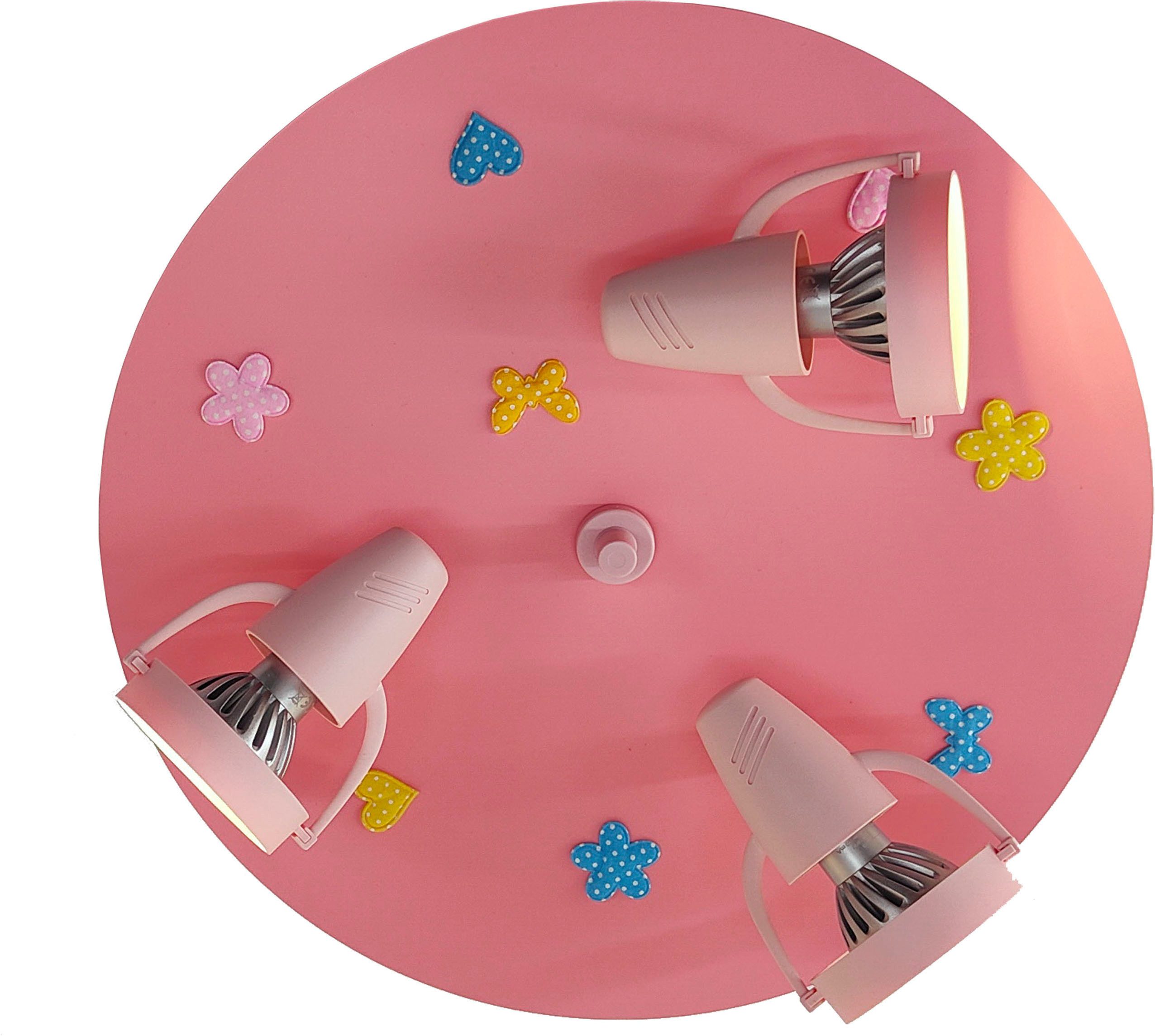 niermann Deckenleuchte Kinderlampe mit Motiv "Blumenwiese", Strahler für Kinderzimmer, ohne Leuchtmittel, 3 schwenk- und drehbare Strahler, Made in Germany