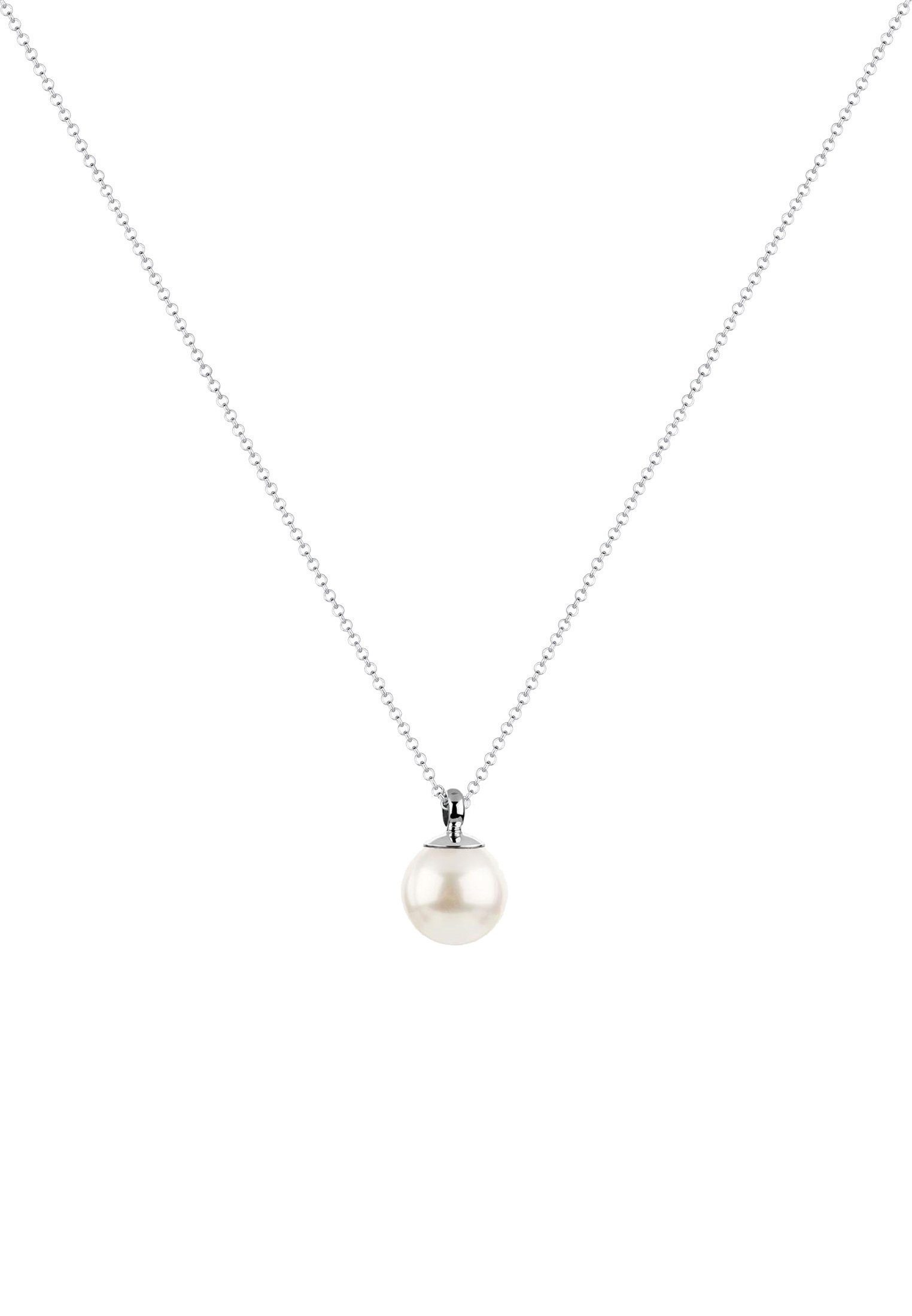 726106-446 Nenalina Rund gebürstet Anhänger für Damen Kette oder Halskette mit Perle in 925 Sterling Silber