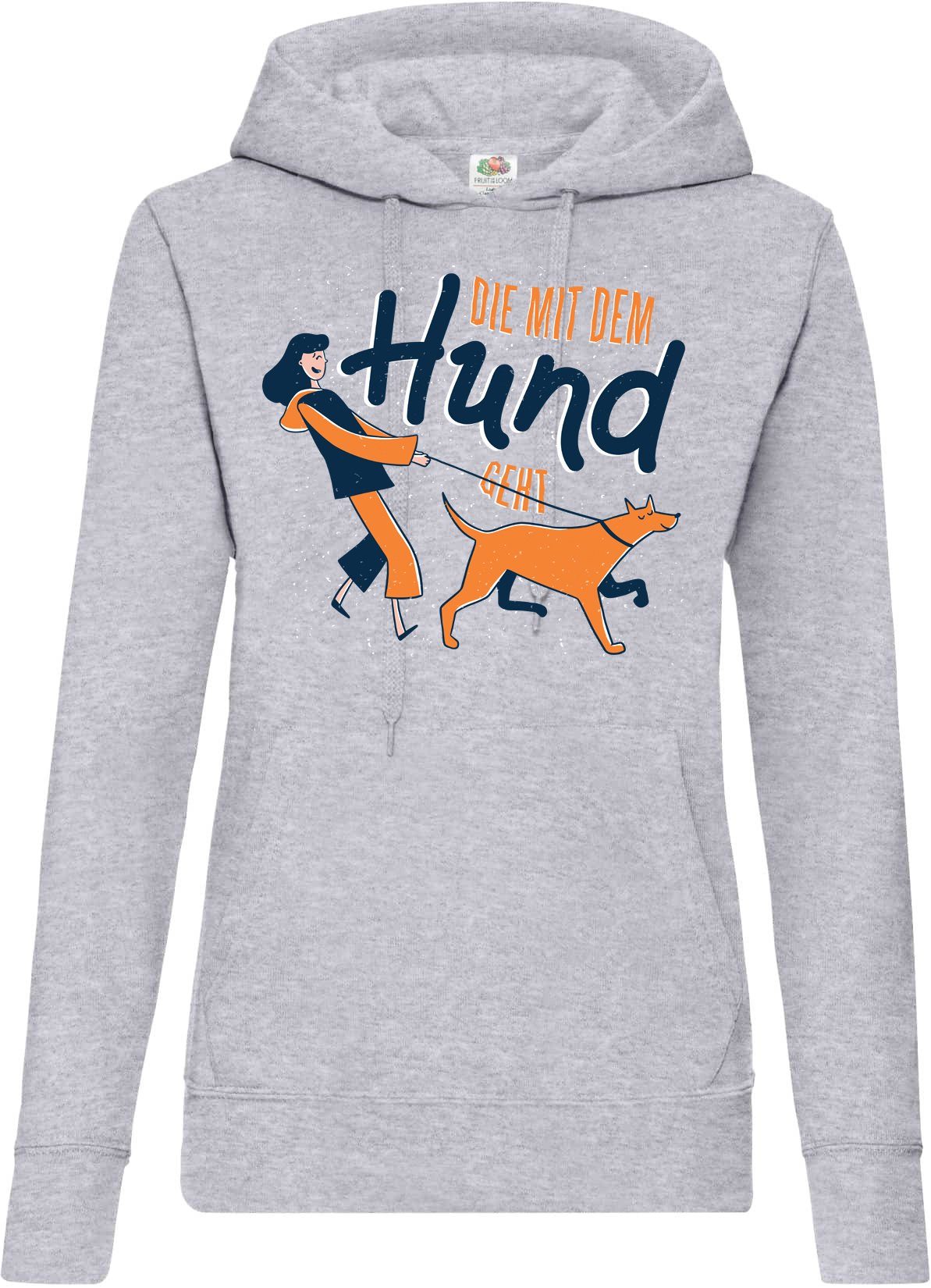 Kapuzenpullover Die Mit Dem Hund Geht Damen Hoodie Pullover