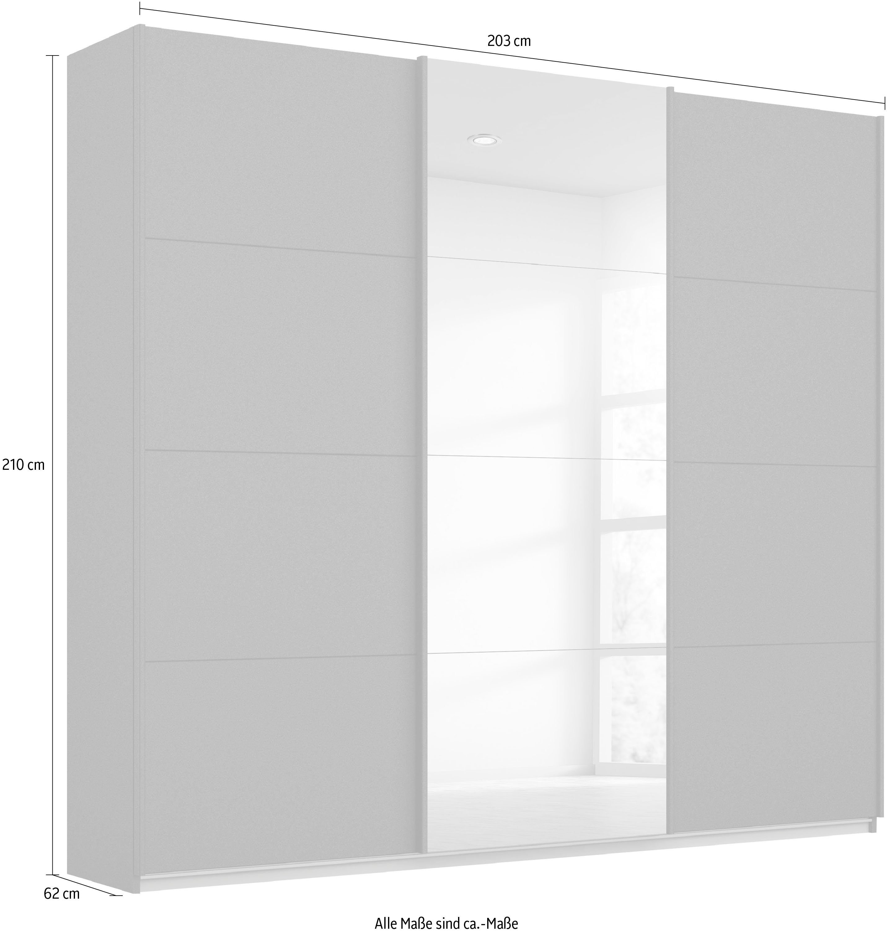 Effektgrau rauch Wäscheeinteilung Oteli zusätzlichen Innenschubladen Böden inkl. mit 3 Schwebetürenschrank sowie Graumetallic/Hochglanz