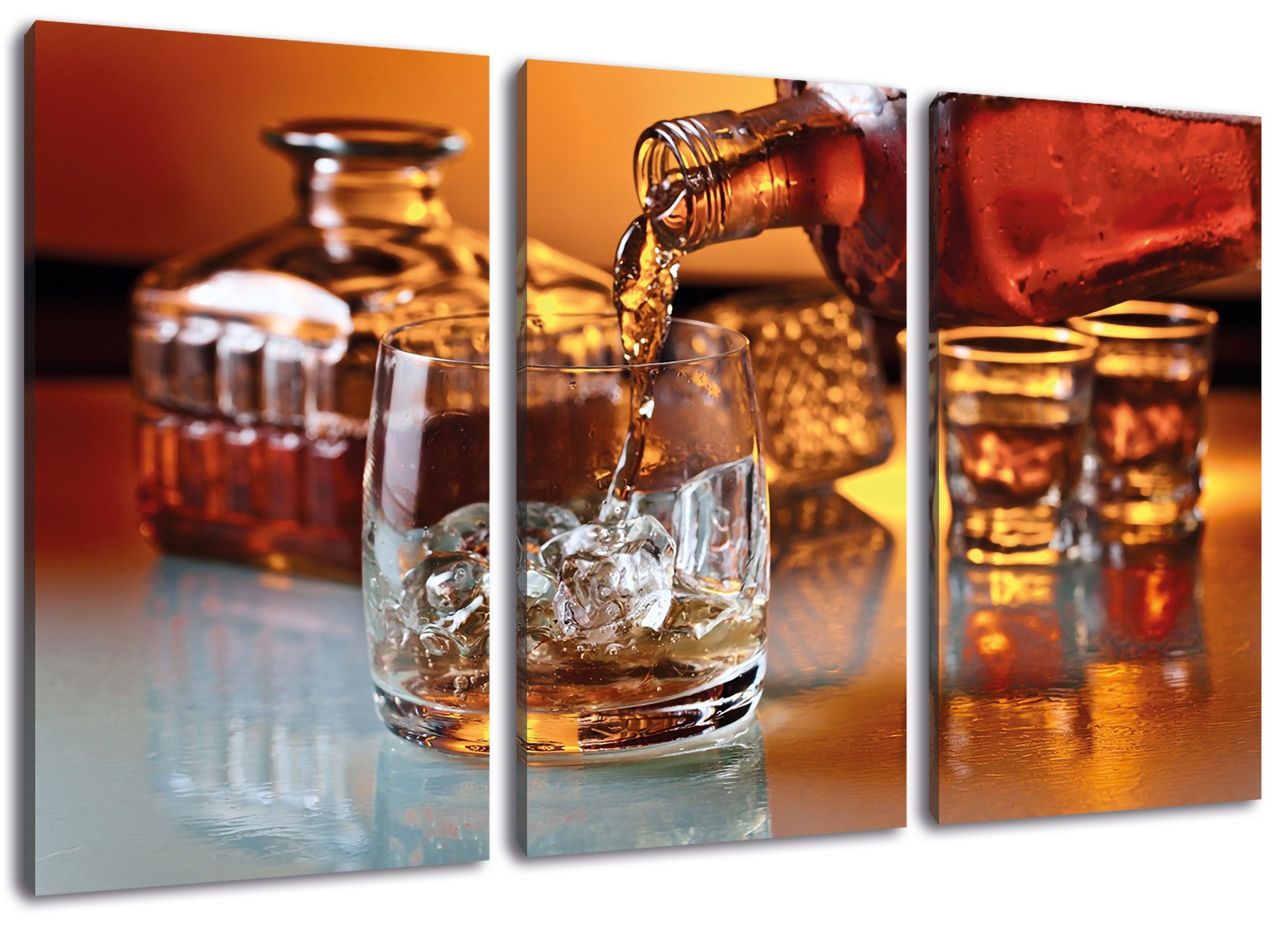St), Pixxprint Edler bespannt, 3Teiler Zackenaufhänger Whiskey fertig Leinwandbild Leinwandbild Edler inkl. Whiskey, (1 (120x80cm)