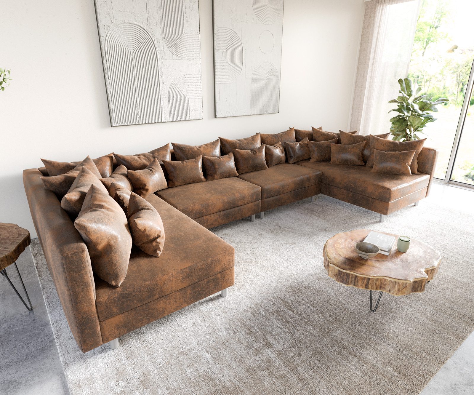DELIFE Wohnlandschaft Clovis, XL Braun Antik günstig online kaufen