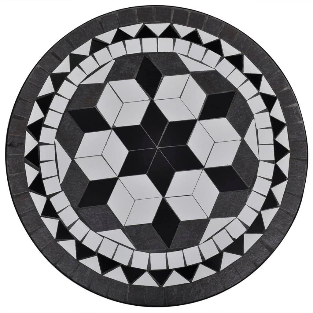 Weiß vidaXL (3-tlg) und Gartenlounge-Set Schwarz Schwarz/Weiß, Bistro-Set Keramikfliese 3-tlg.