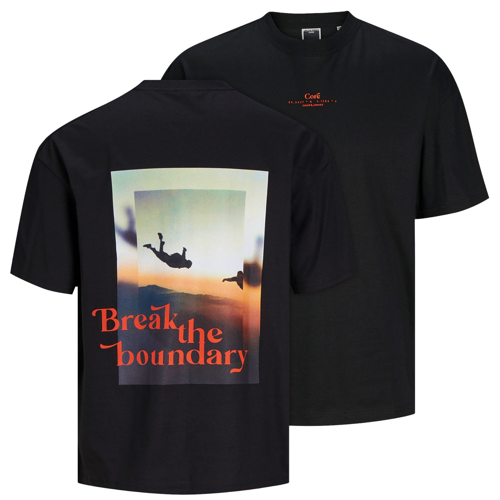 Rundhalsshirt Jack&Jones XXL T-Shirt schwarz Rückenprint JCOAUSTIN
