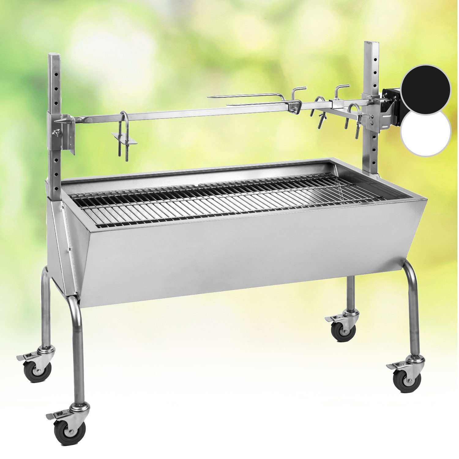 ONECONCEPT Holzkohlegrill Sauenland, Set, Außenküche Grill Outdoor, Grillspieß mit Motor Grill Drehspieß mit Motor Spanferkel Grill