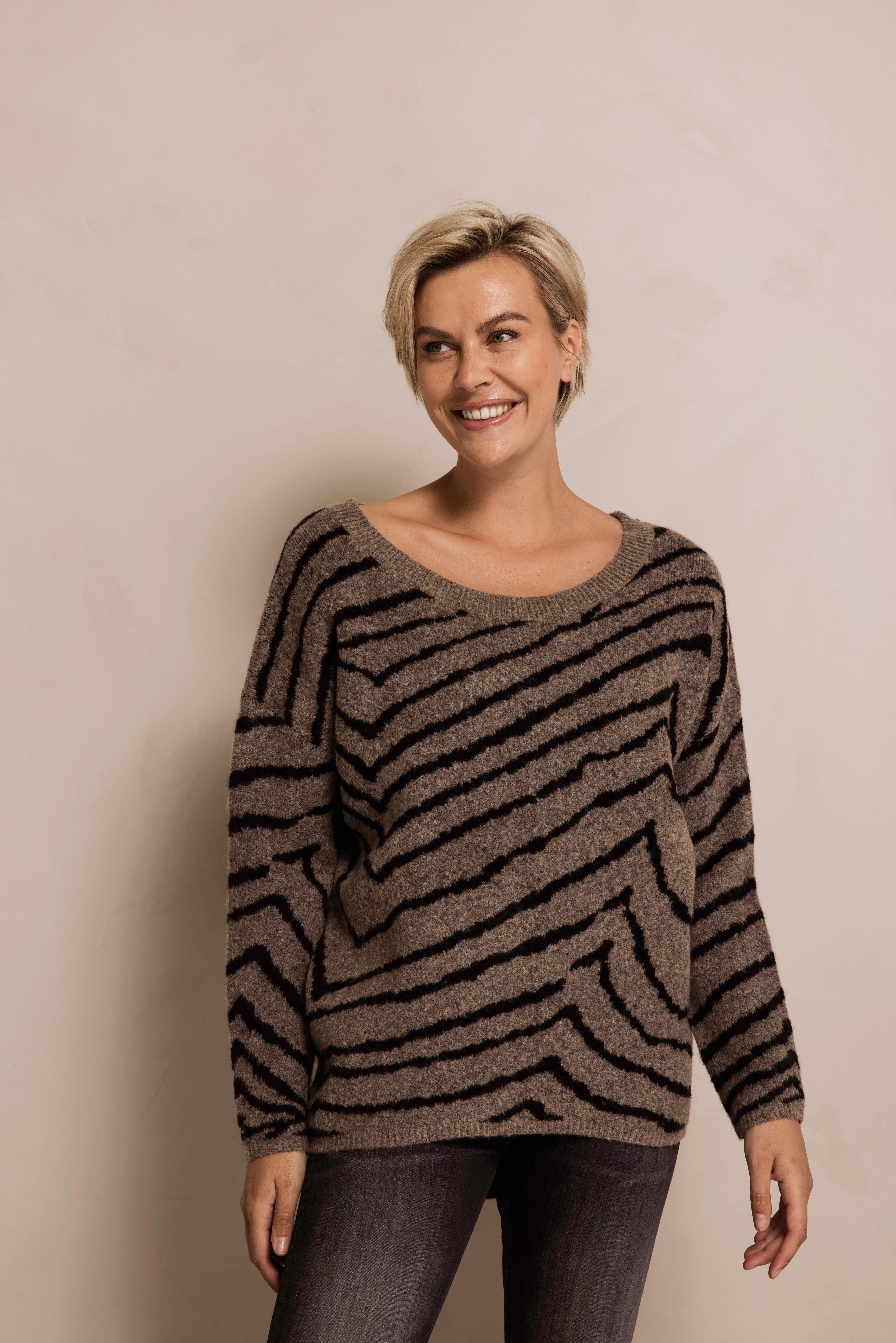 Zhrill Strickpullover ZHNINA ZEBRA mit Animal-Streifen-Print, mit Wolle günstig online kaufen