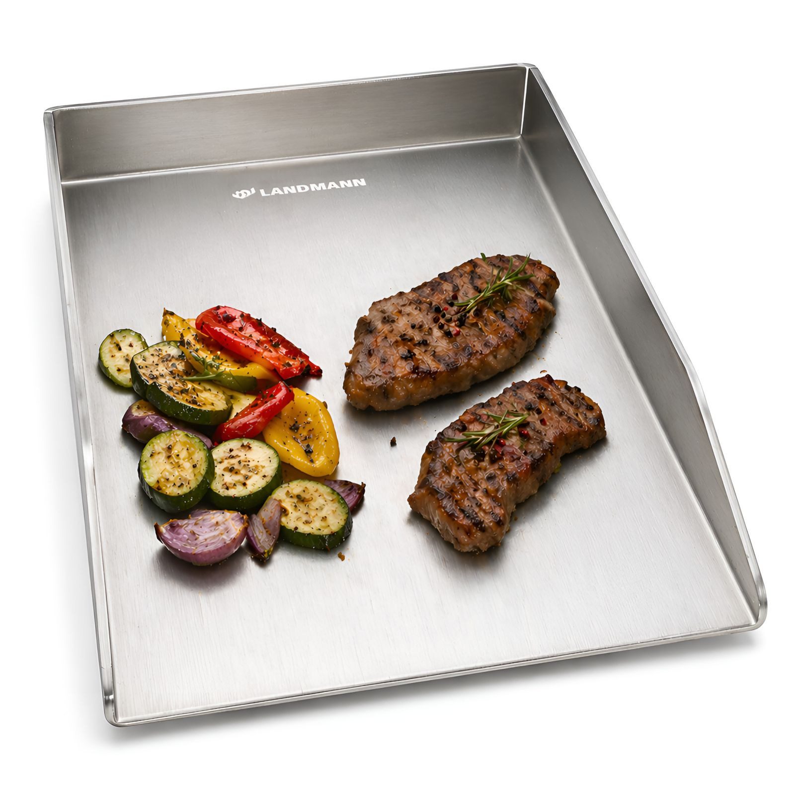 BURI Grillplatte Plancha Grillplatte Edelstahl 30x20x3,5 rostfrei Gasgrill Kohlegrill