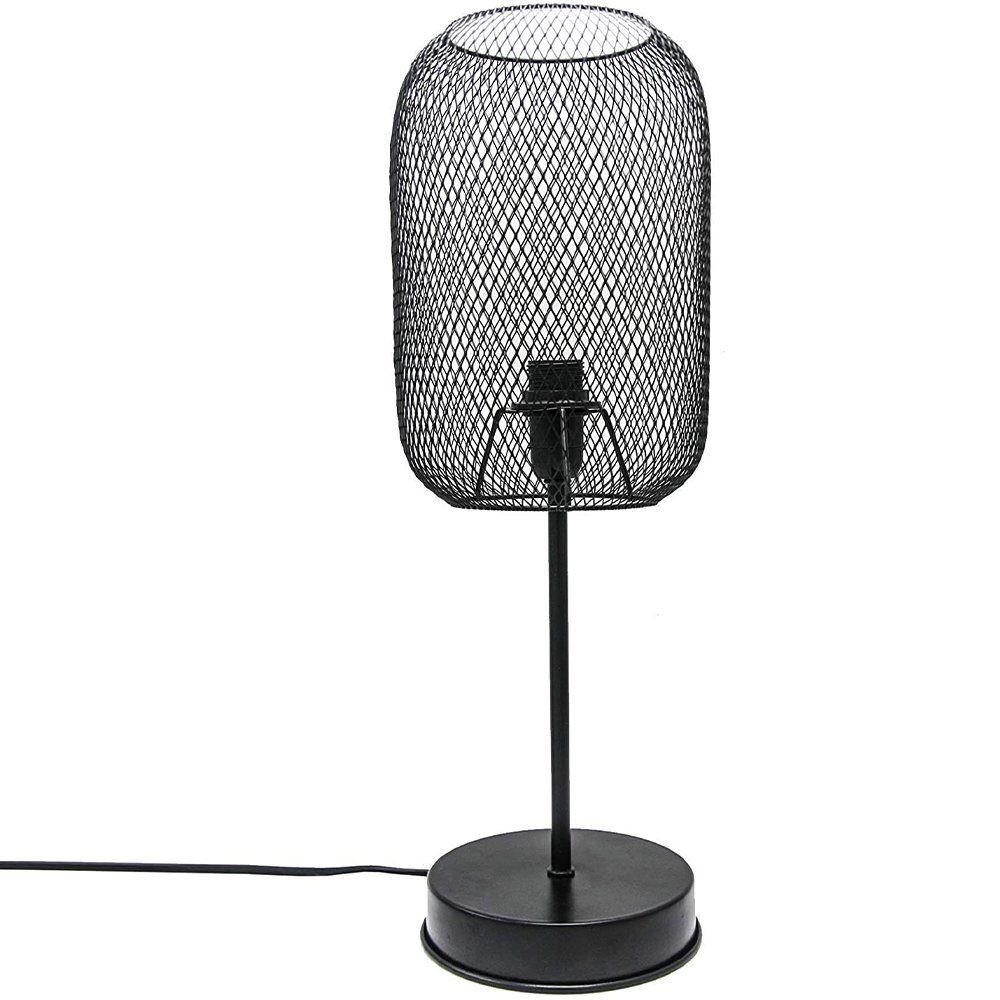 Melko Tischleuchte Gitterlampe Nachttischleuchte Tischlampe E14 Metall Schwarz Vintage, Kein Flackern oder Flimmern