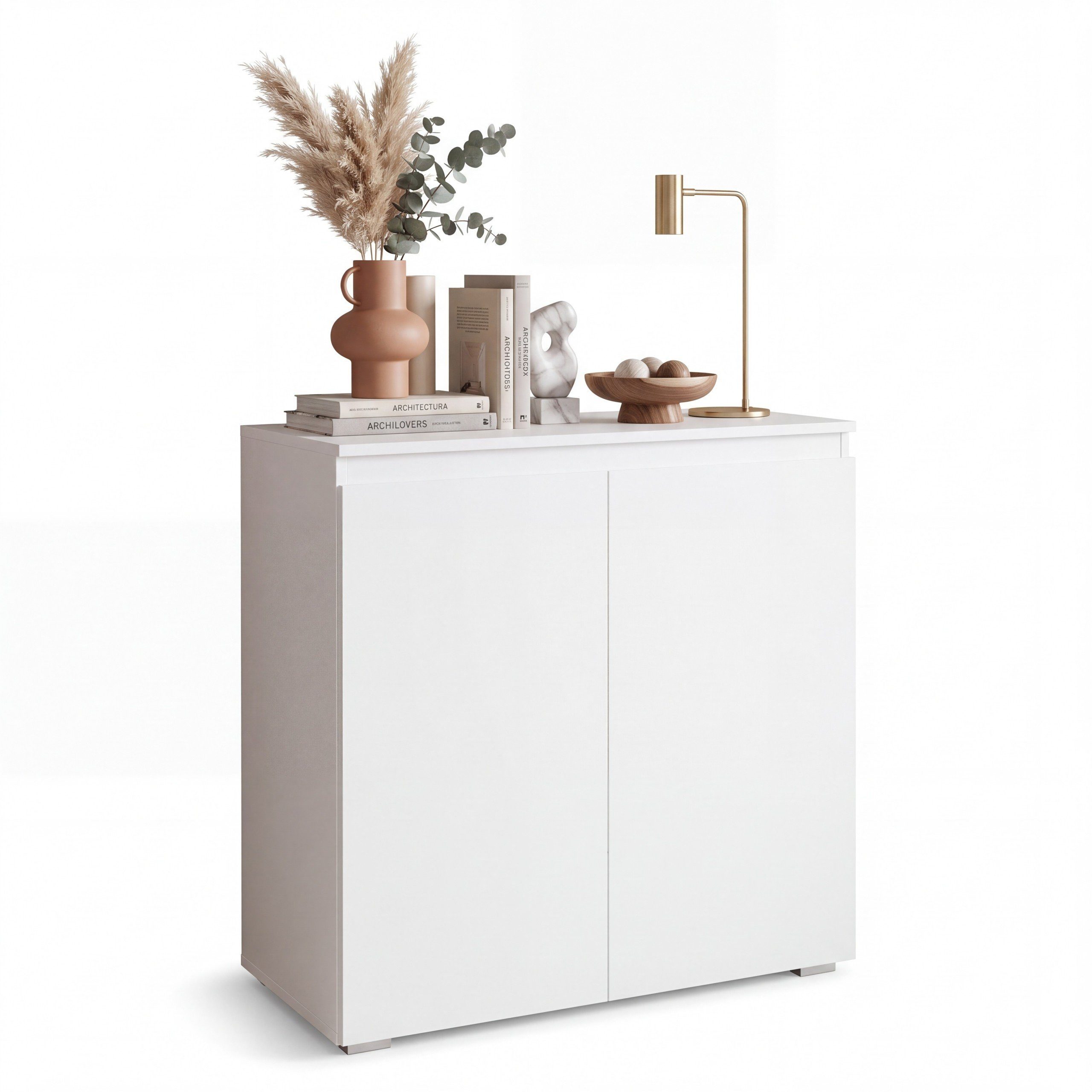 Newroom Kommode weiß 80 cm, Sideboard Weiß Modern Landhaus Skandinavisches Design Wohnzimmer