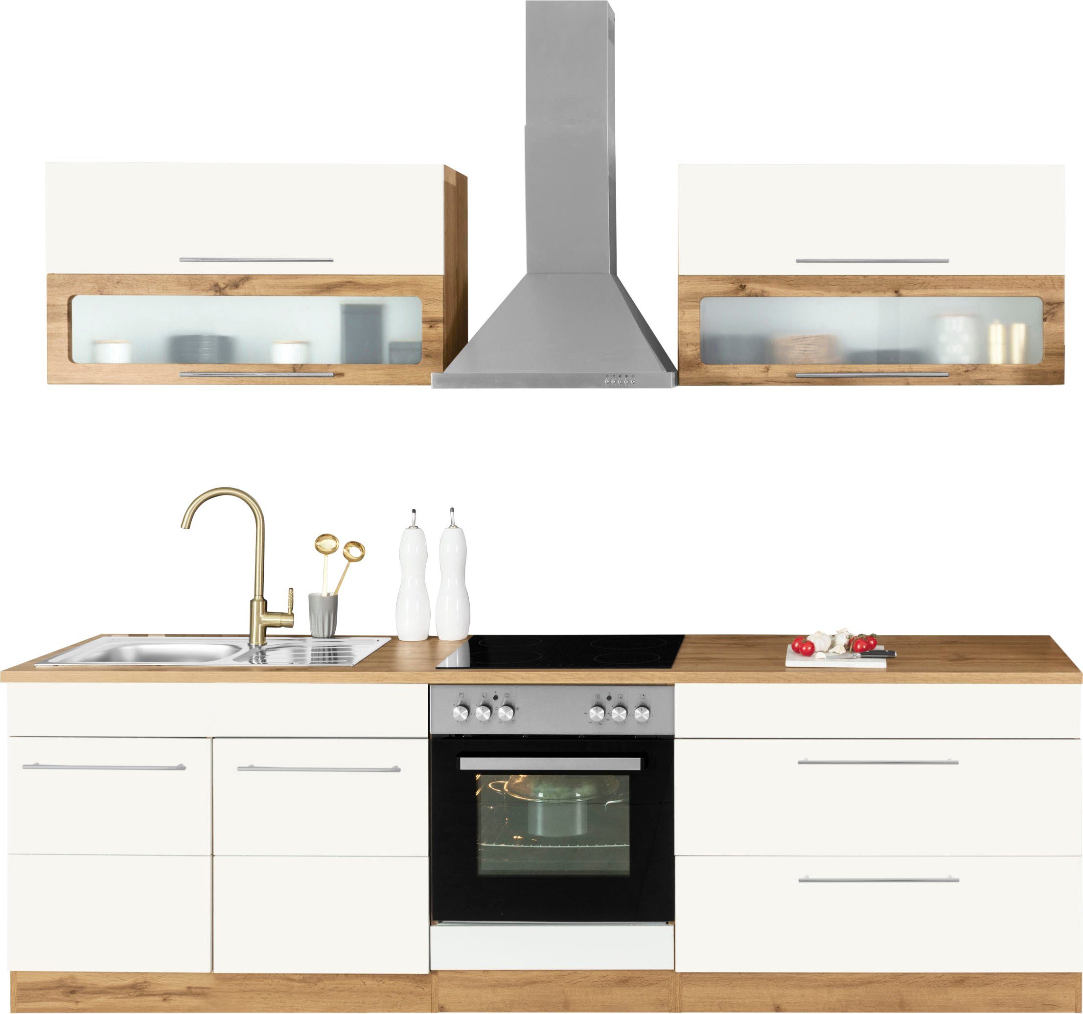 KOCHSTATION Küchenzeile KS-Wien, Breite 260 cm, wahlweise mit E-Geräten
