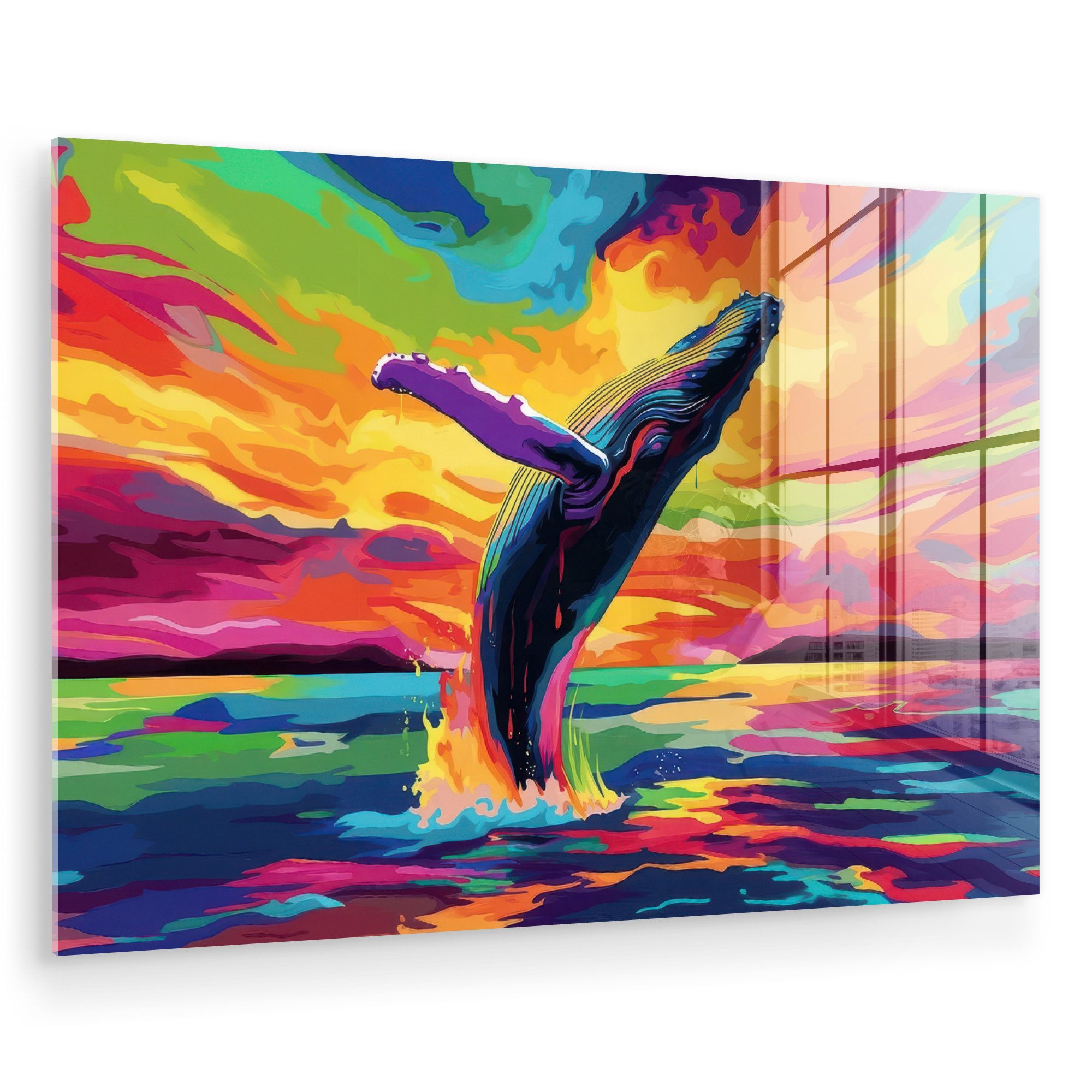 MuchoWow Acrylglasbild Sonnenuntergang - Wal - günstig online kaufen